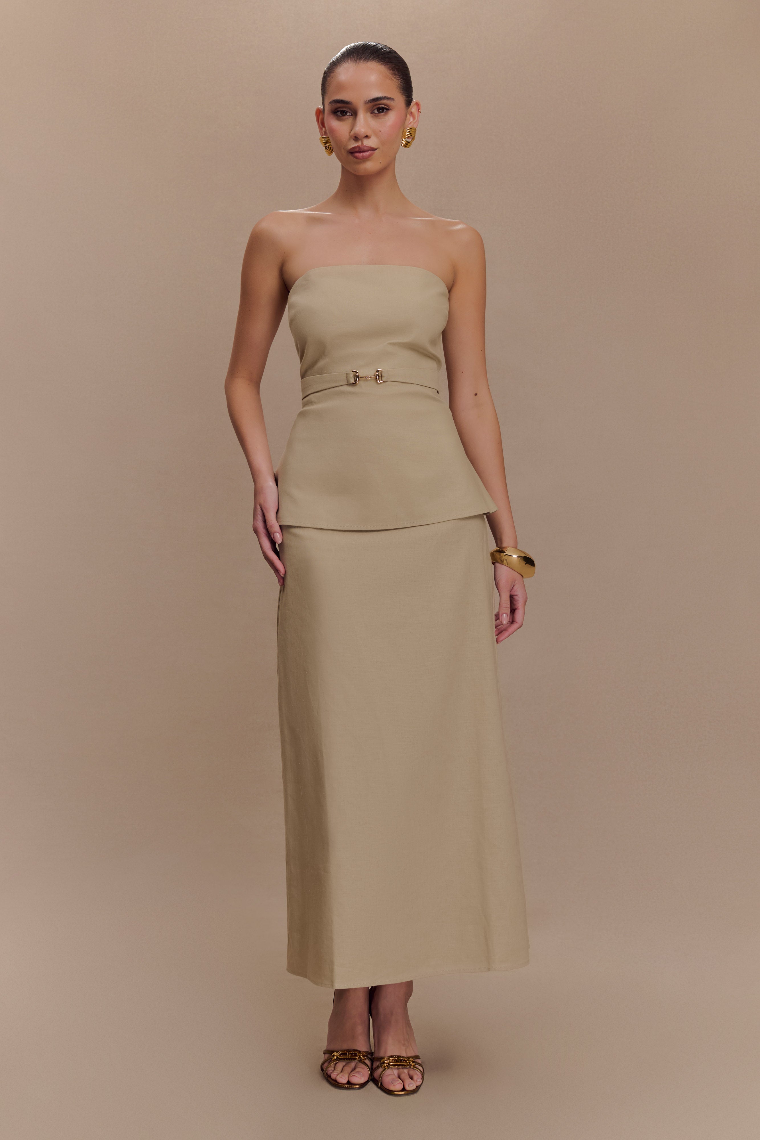 Dora Strapless Linen Top - Natural、mySite、solidvoid