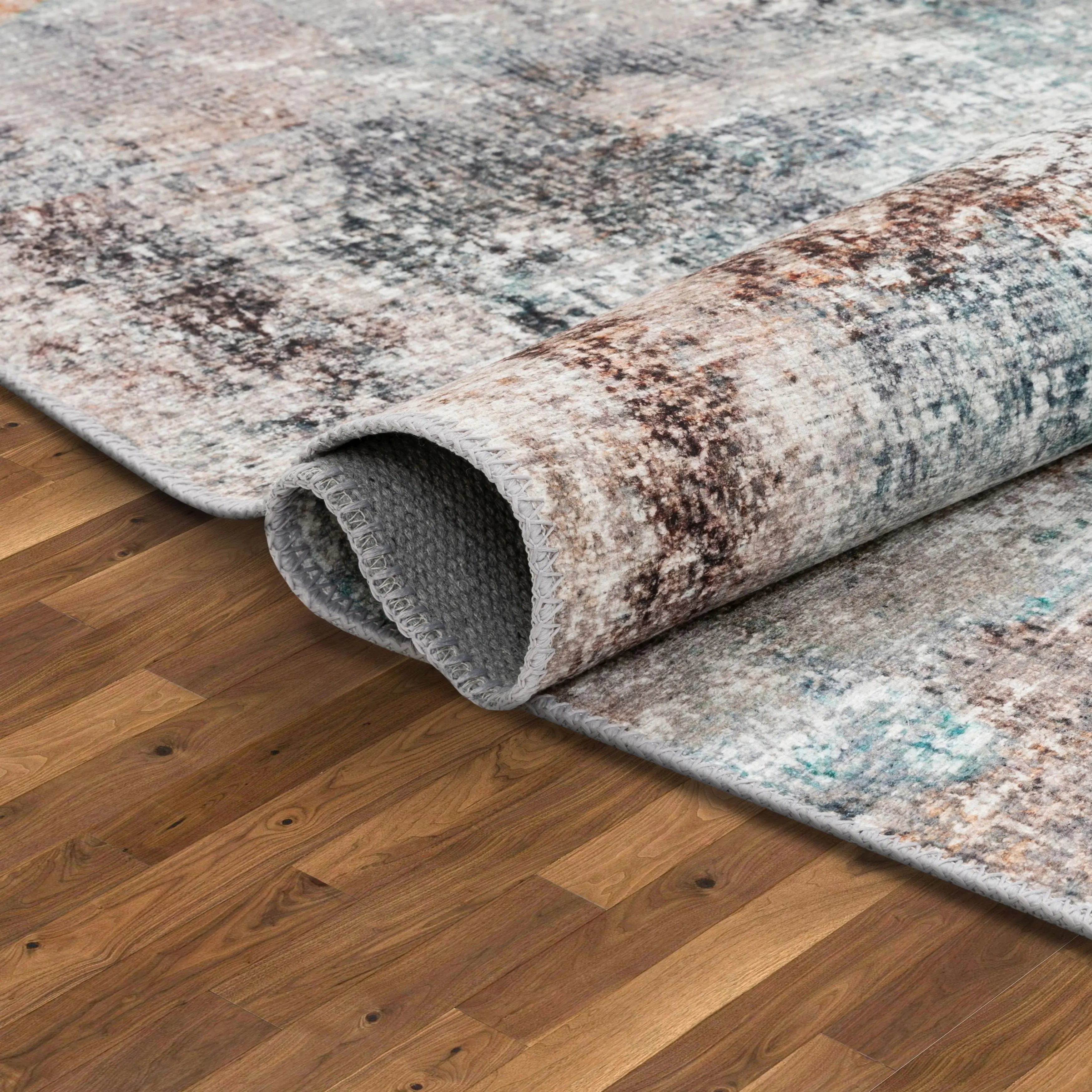 Amesti Machine Washable Light Blue Flat-Weave 5'3 x 7'3 Rug、mySite、gigharbornorthrealestate