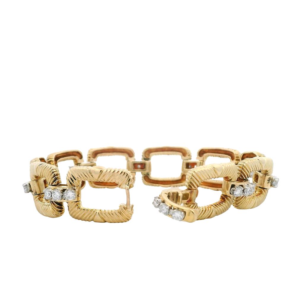 Estate Platinum & 18K Yellow Gold 1ctw Diamond Link Bracelet、mySite、botmansion