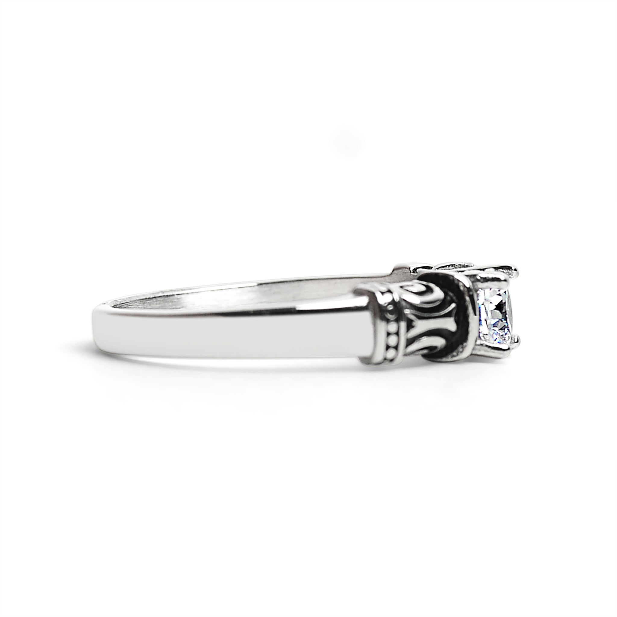 CZ Center With Decorative Accents Stainless Steel Ring / ZRJ9014、mySite、dreamappss
