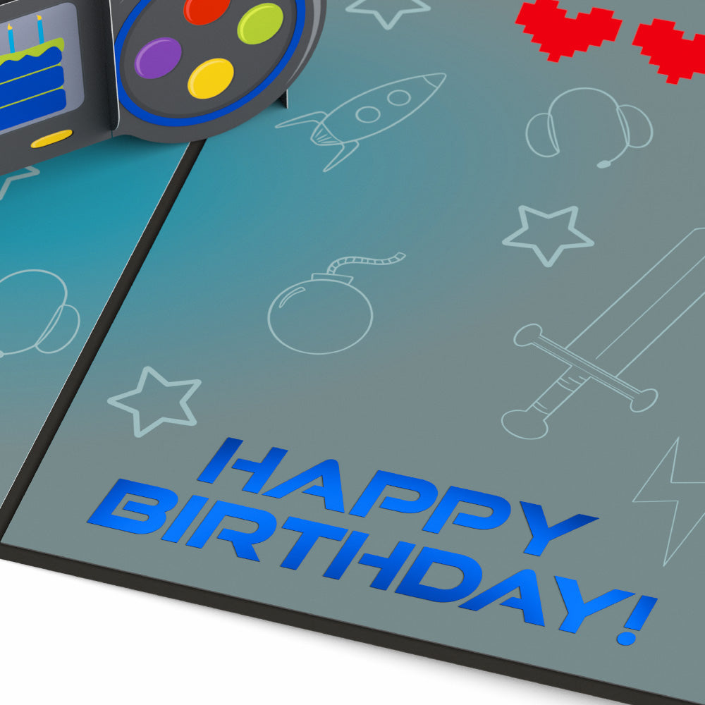 Leveled Up Gamer Birthday Pop-Up Card、mySite、solidvoid