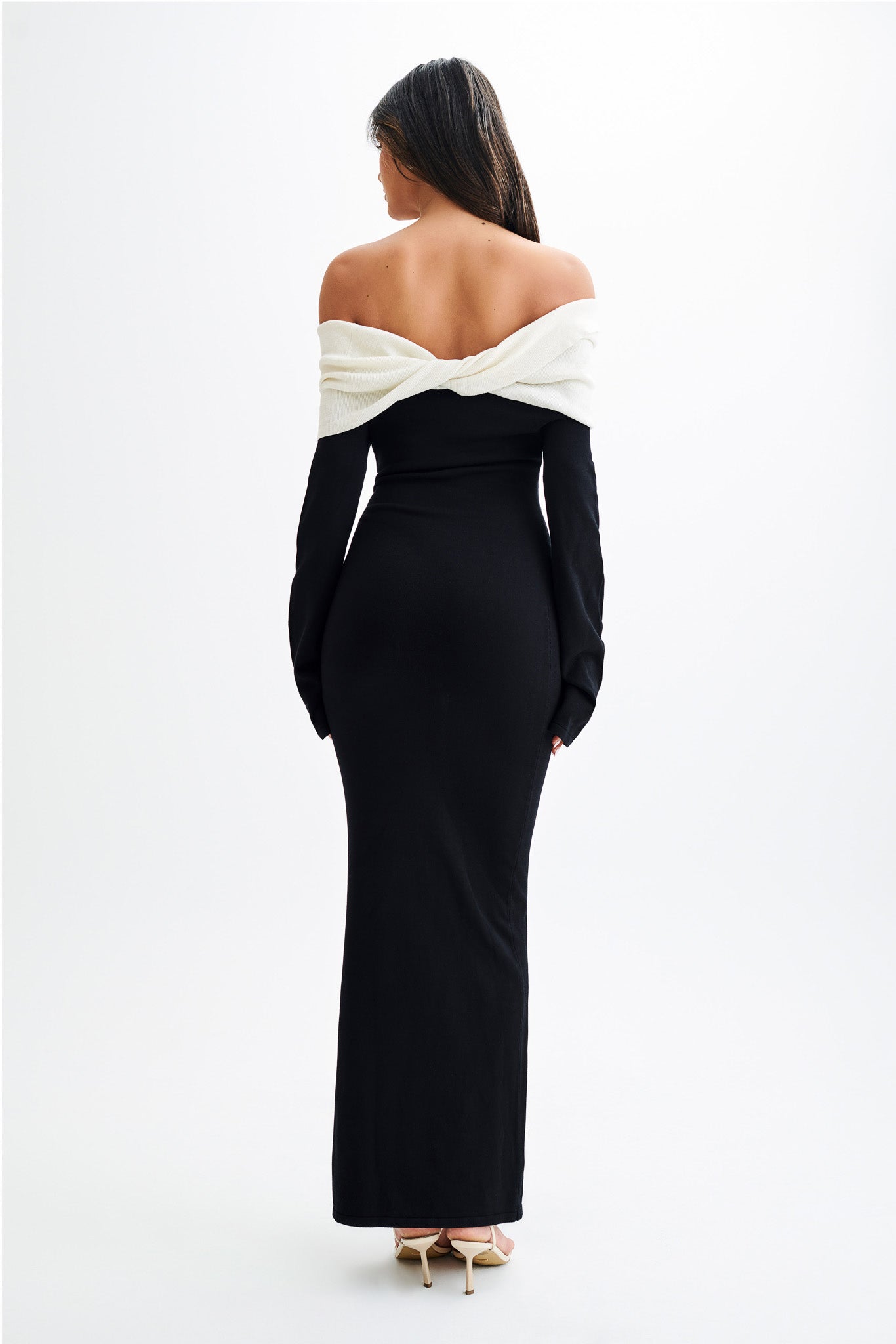 Yoko Contrast Knit Maxi Dress - Black/White、mySite、solidvoid