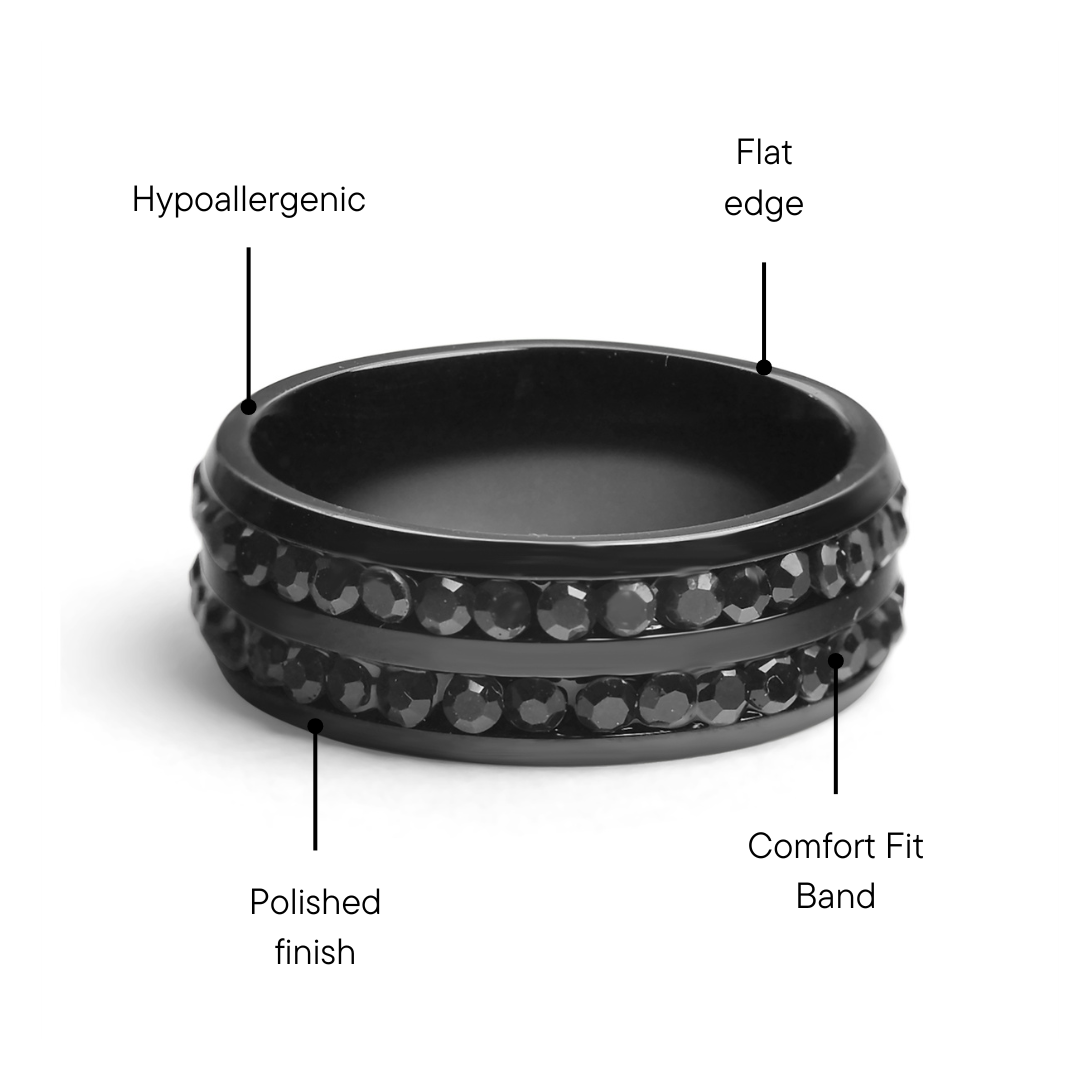 Black CZ Stones With Black Trim Stainless Steel Ring / ZRJ9010、mySite、dreamappss