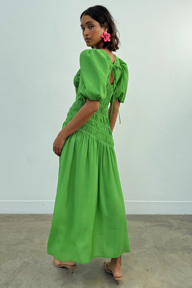 Green Shirred Nara Dress、mySite、solidvoid