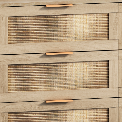 51.18"6-Drawers Rattan Storage Cabinet Rattan Drawer,for Bedroom,Living Room,Natural (Same SKU:W757P198980)、、casual