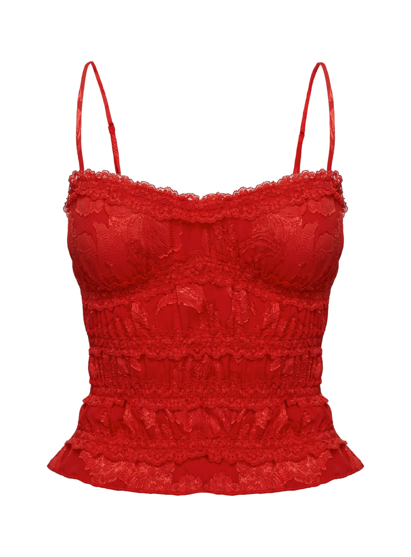 Angelie Jacquard Ruched Top Red、mySite、solidvoid