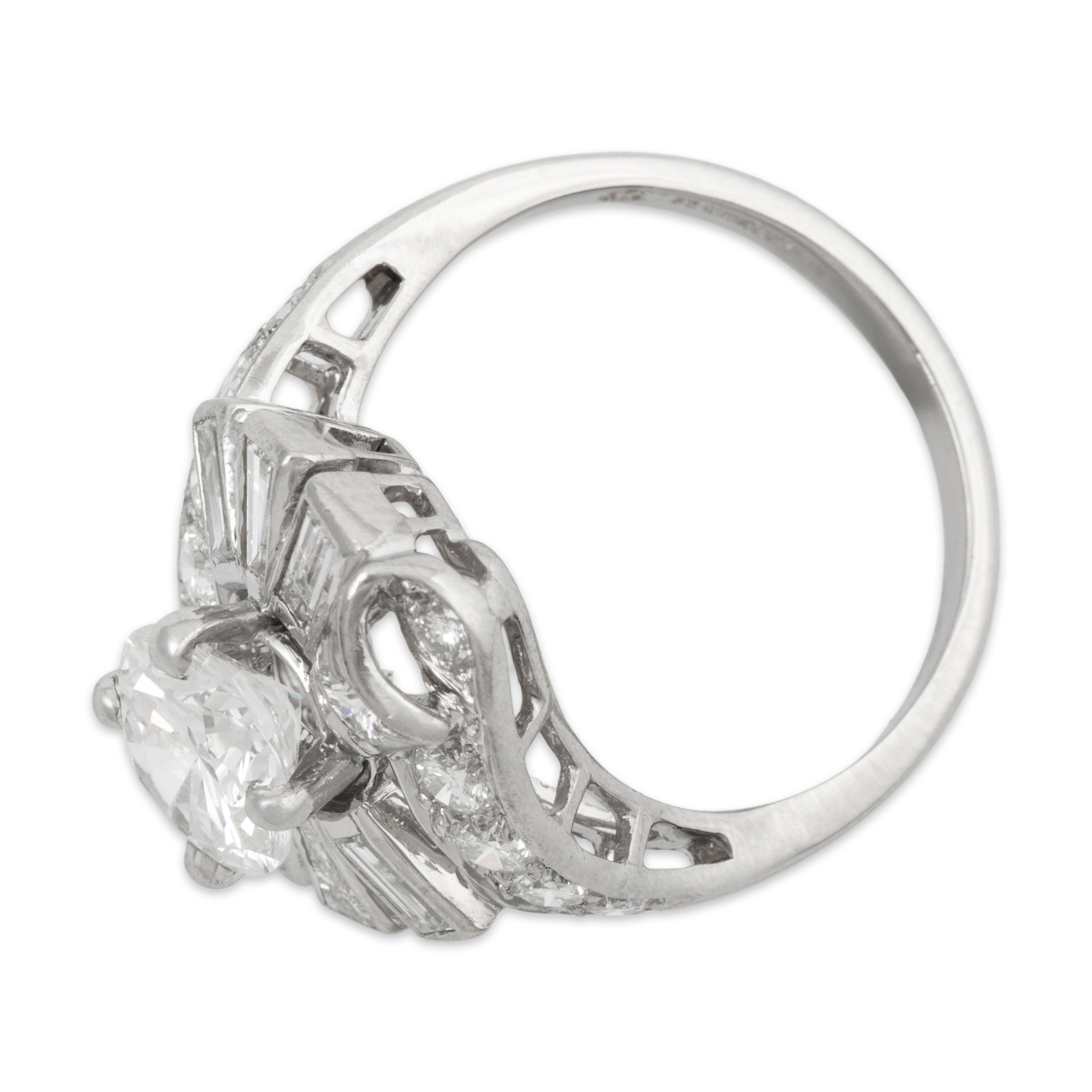 Vintage Platinum 2.36cttw Diamond Stunning Ballerina Ribbon Ring 6.25、mySite、hinf8tx79