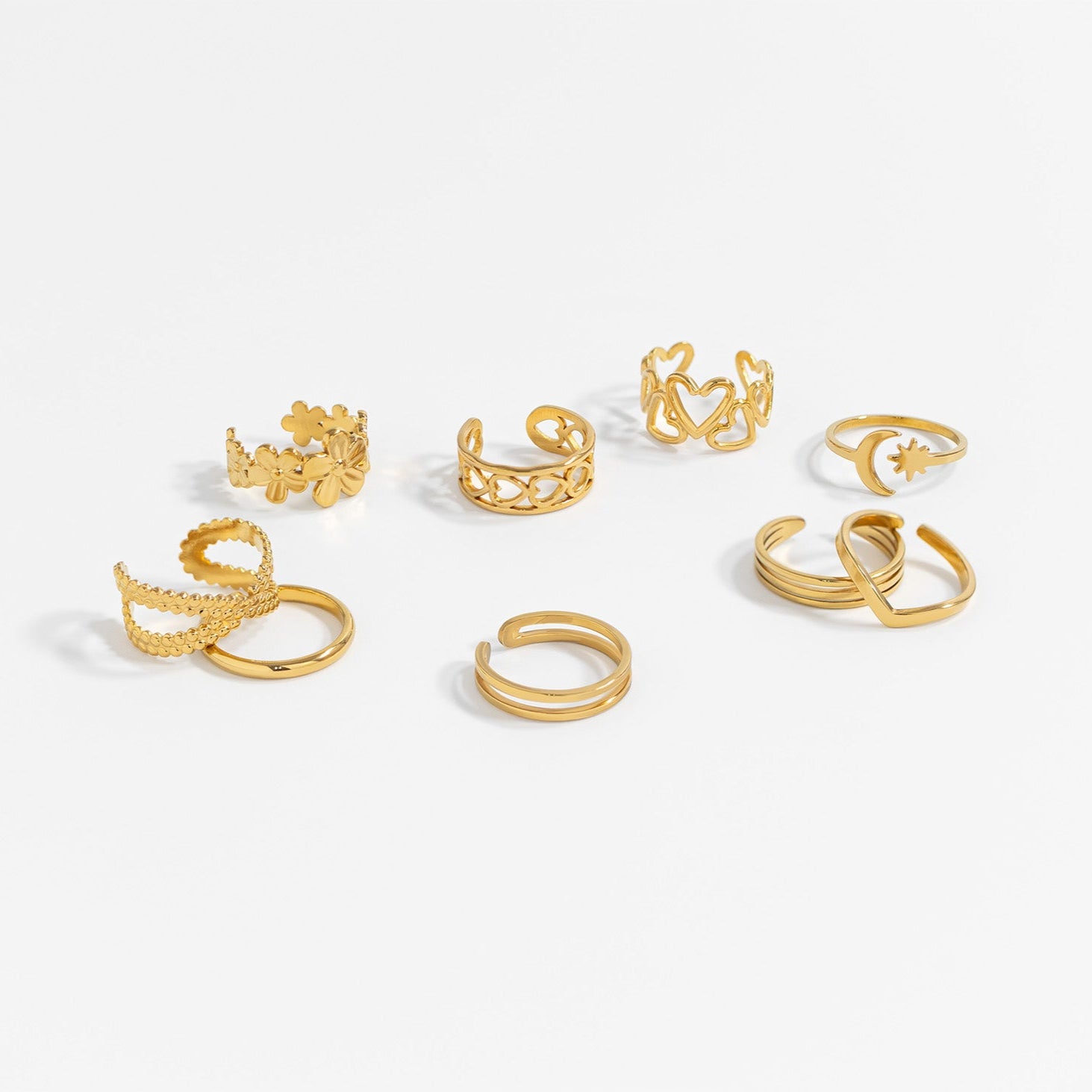 18K Gold PVD Stainless Steel Moon And Star Toe Ring / KSS0019、mySite、dreamappss