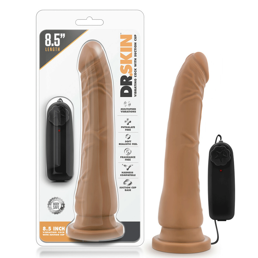 Dr. Skin Thin 8.5 Inch Suction Cup Vibrating Mocha Anal Dildo by Blush Novelties、mySite、bottomscart