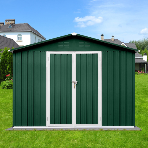 Metal garden sheds 8ftx10ft outdoor storage sheds Dark-grey、、eastwooduniform