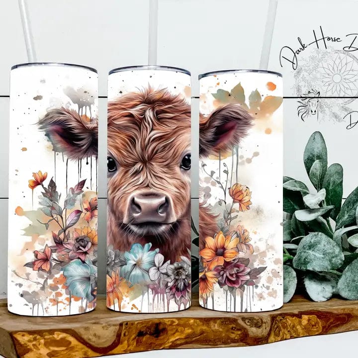 Boho Baby Highland Cow Floral Tumbler、mySite、g9winljtr