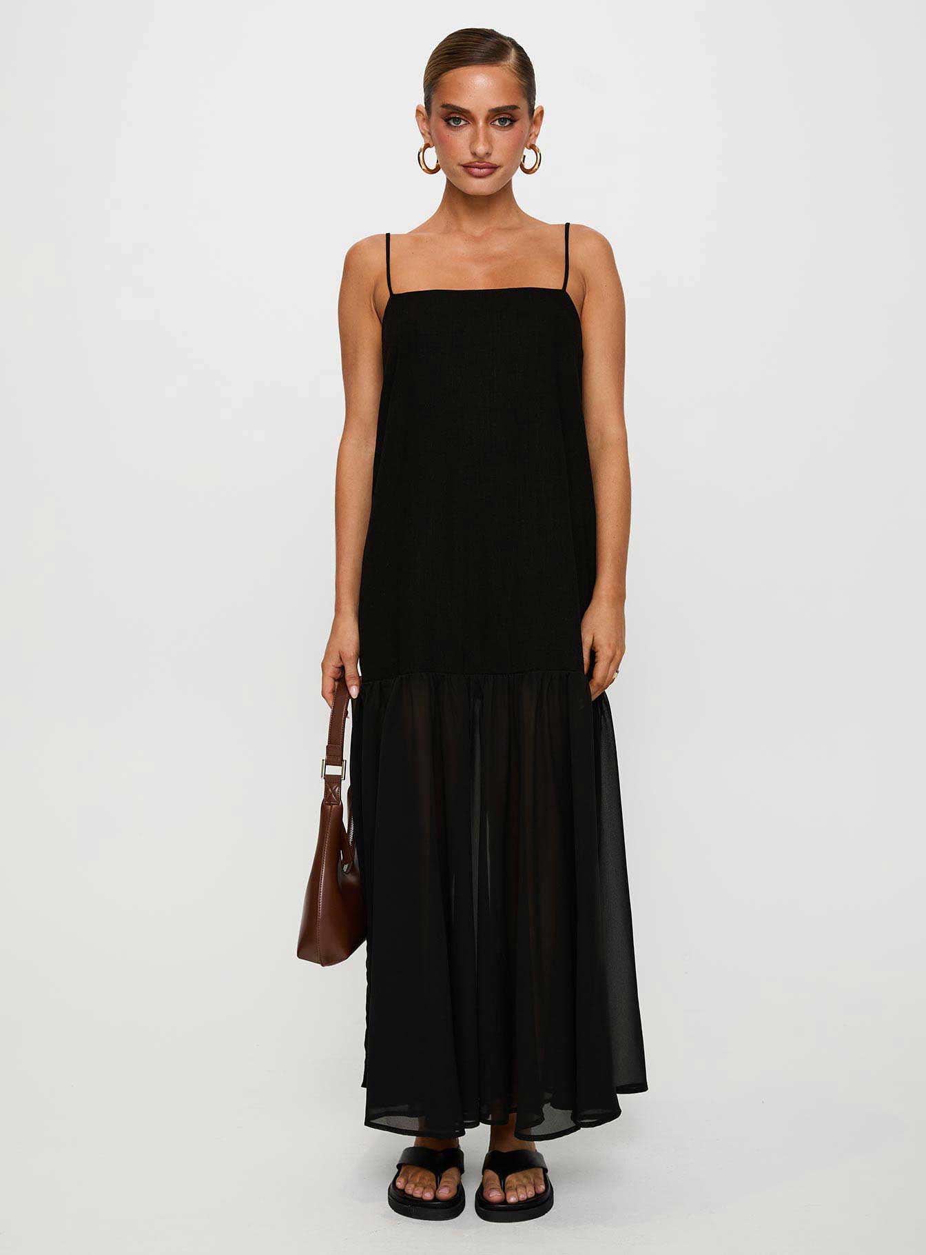 Iskra Drop Waist Maxi Dress Black、mySite、solidvoid