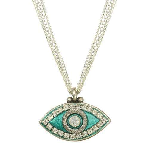 Michal Golan Turquoise and Silver Evil Eye Triple Strand Necklace、mySite、topwebapps