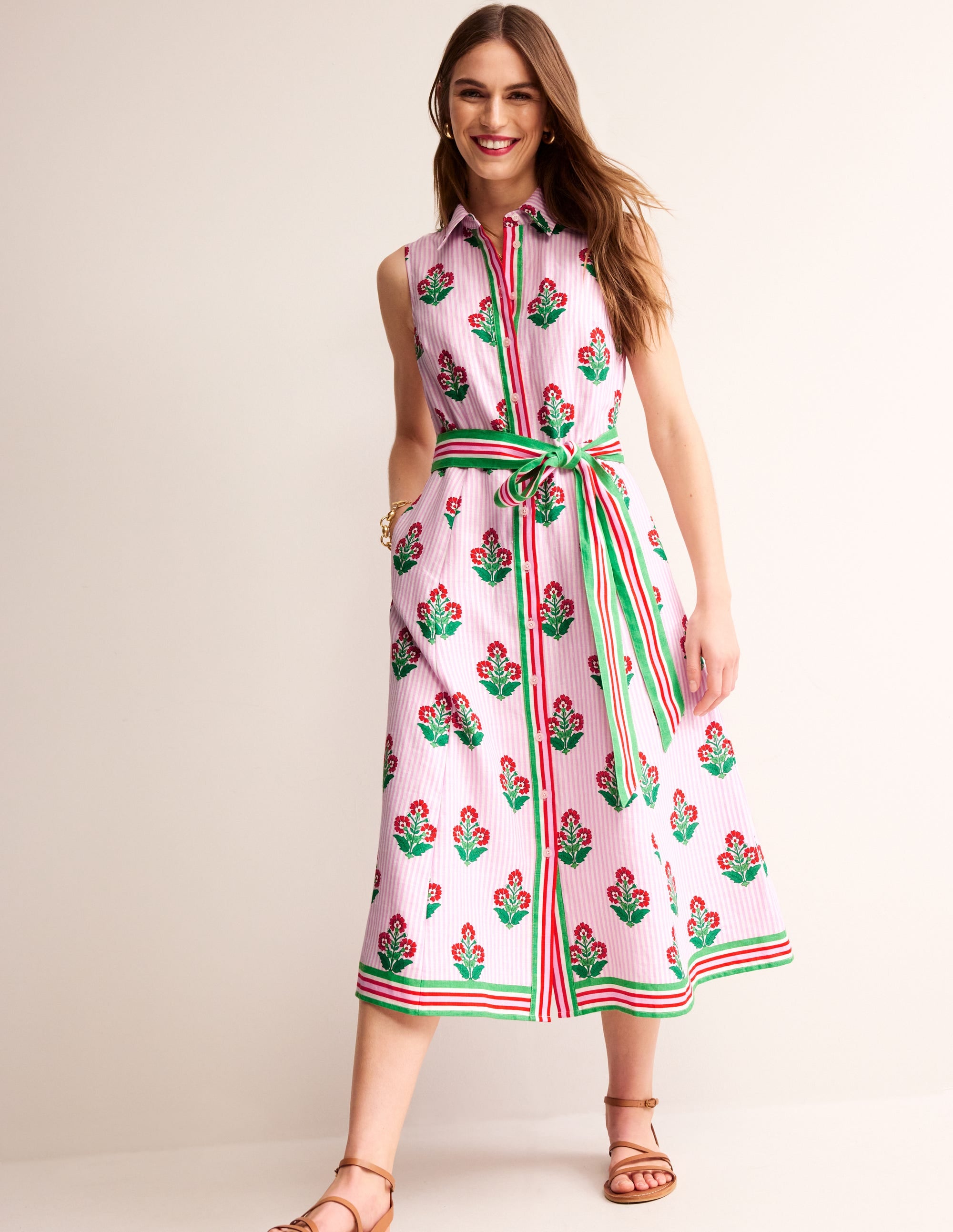  Kate Linen Midi Shirt Dress-Grenadine, Floret Stem、mySite、ashleygrahame