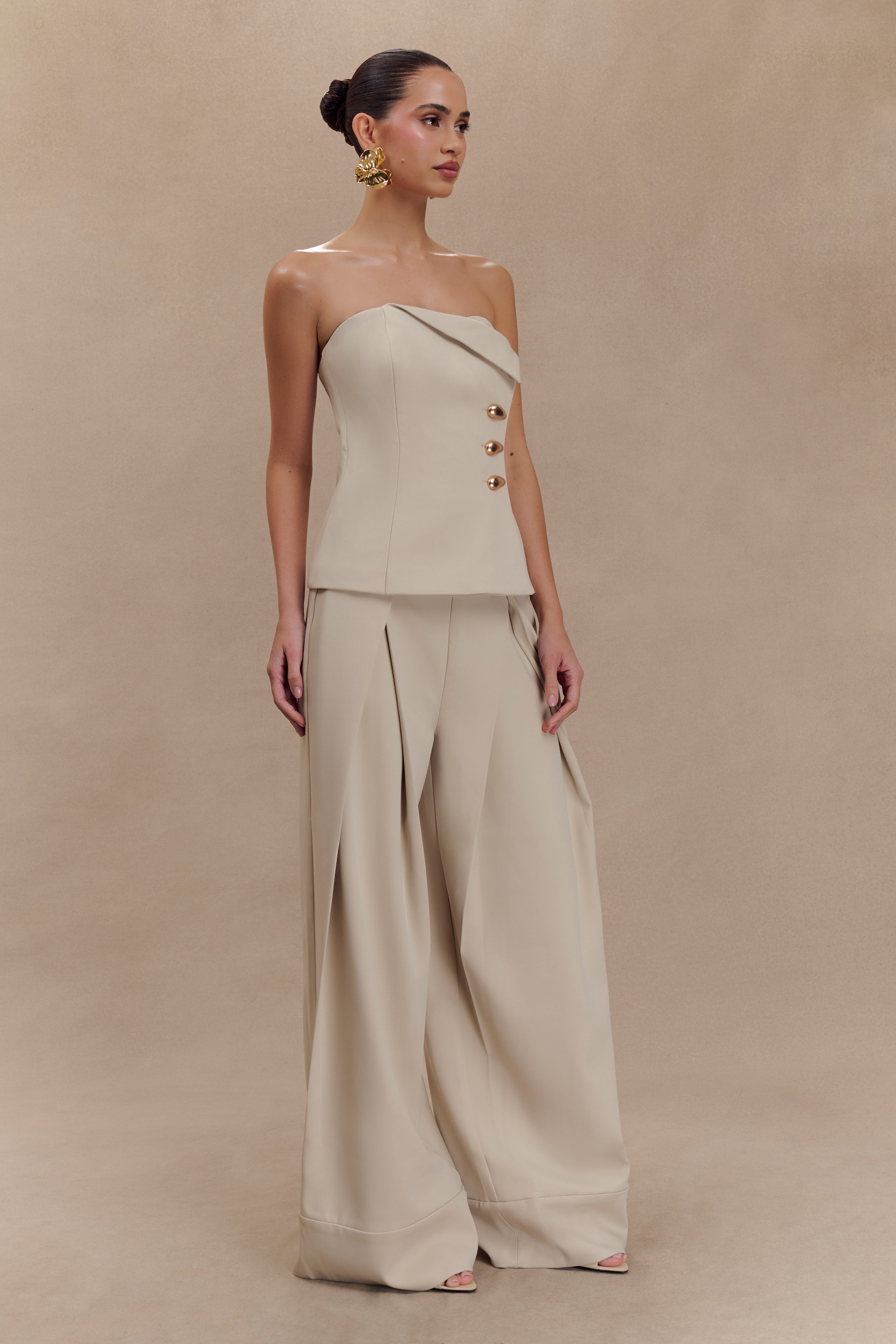 Katarina Wide Leg Suiting Pants - Sand、mySite、solidvoid