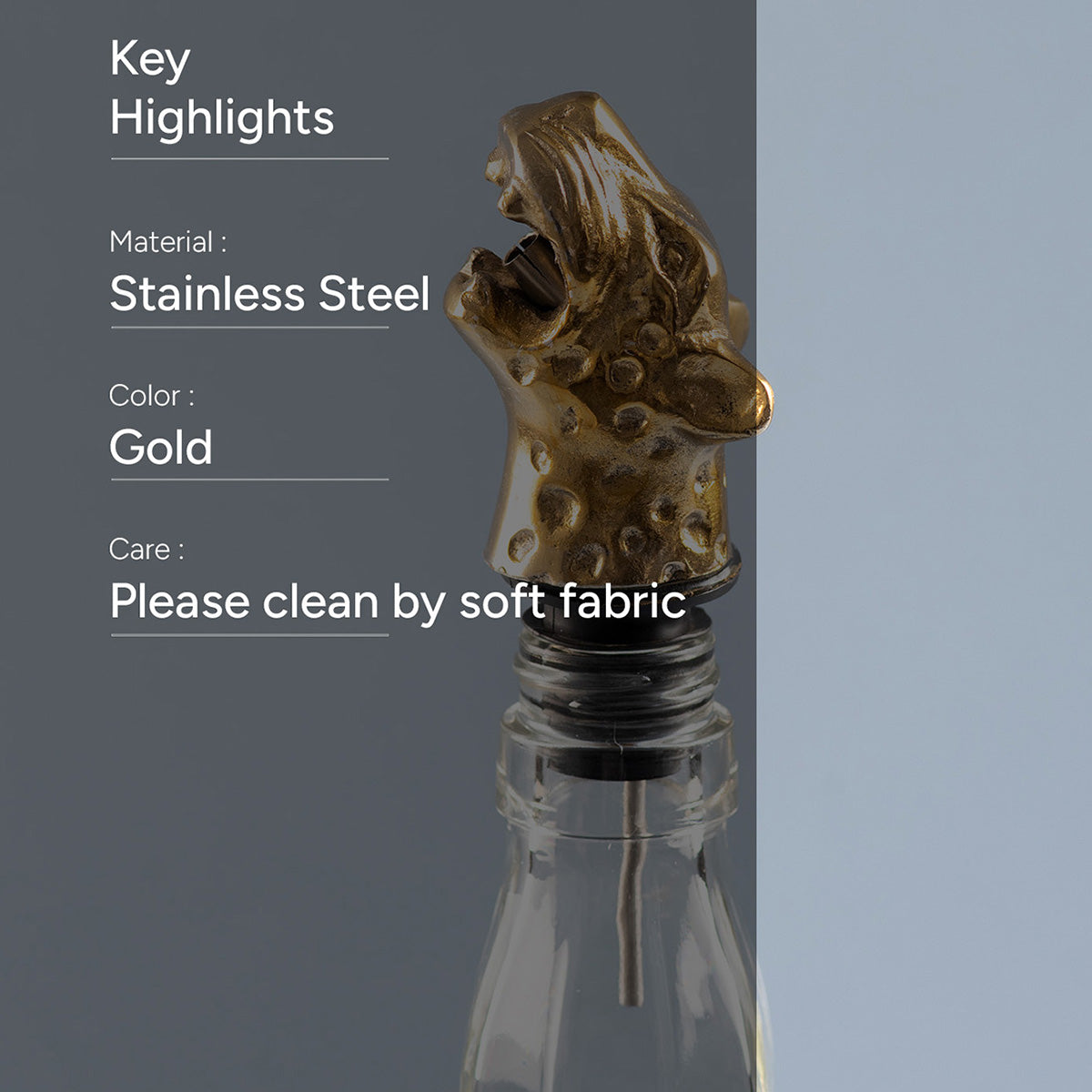 Stainless Steel Bottle Pourer | Tiger Shape | Gold、mySite、camillekostekn