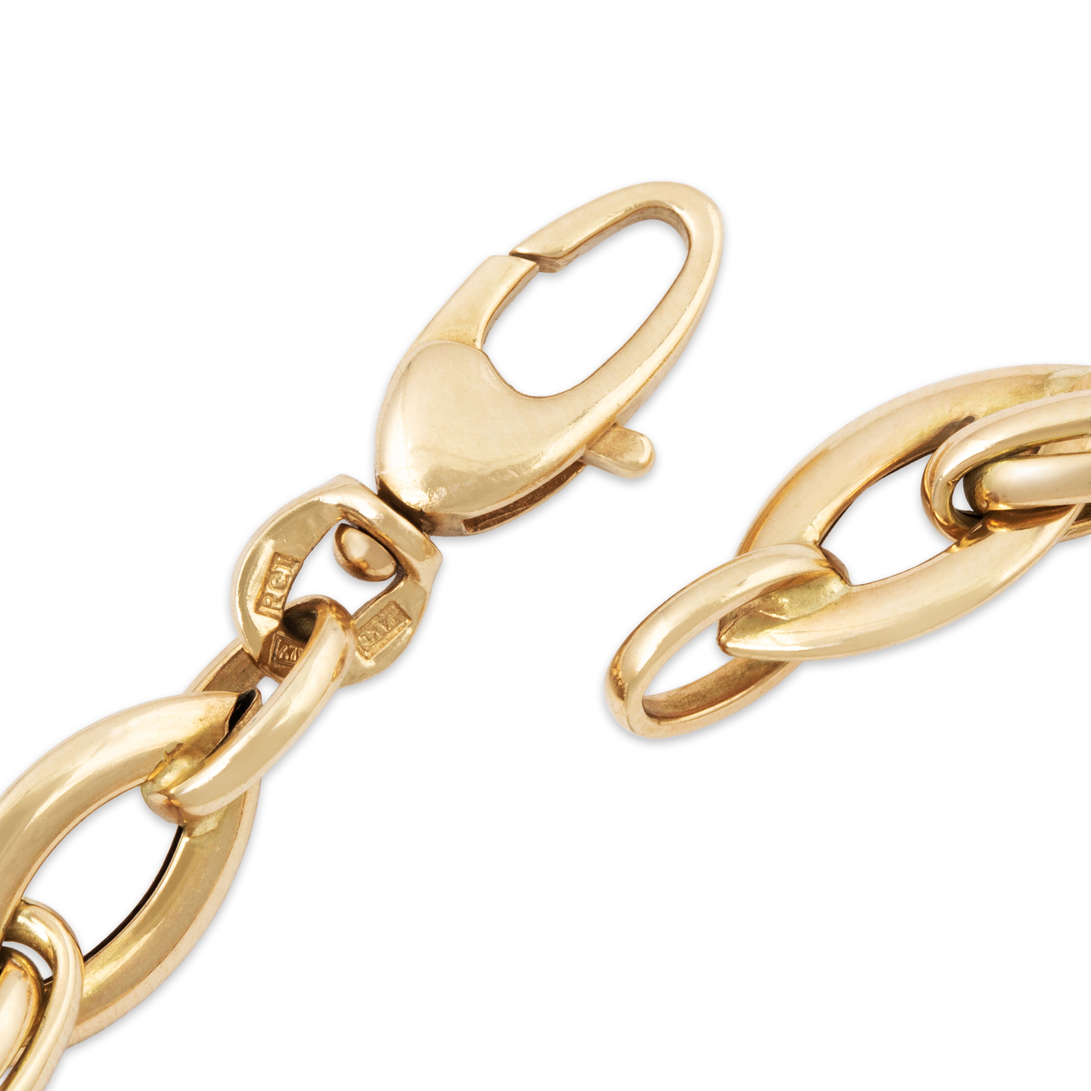 Vintage Italian 14k Yellow Gold Looping Links Bracelet 7.25、mySite、hinf8tx79