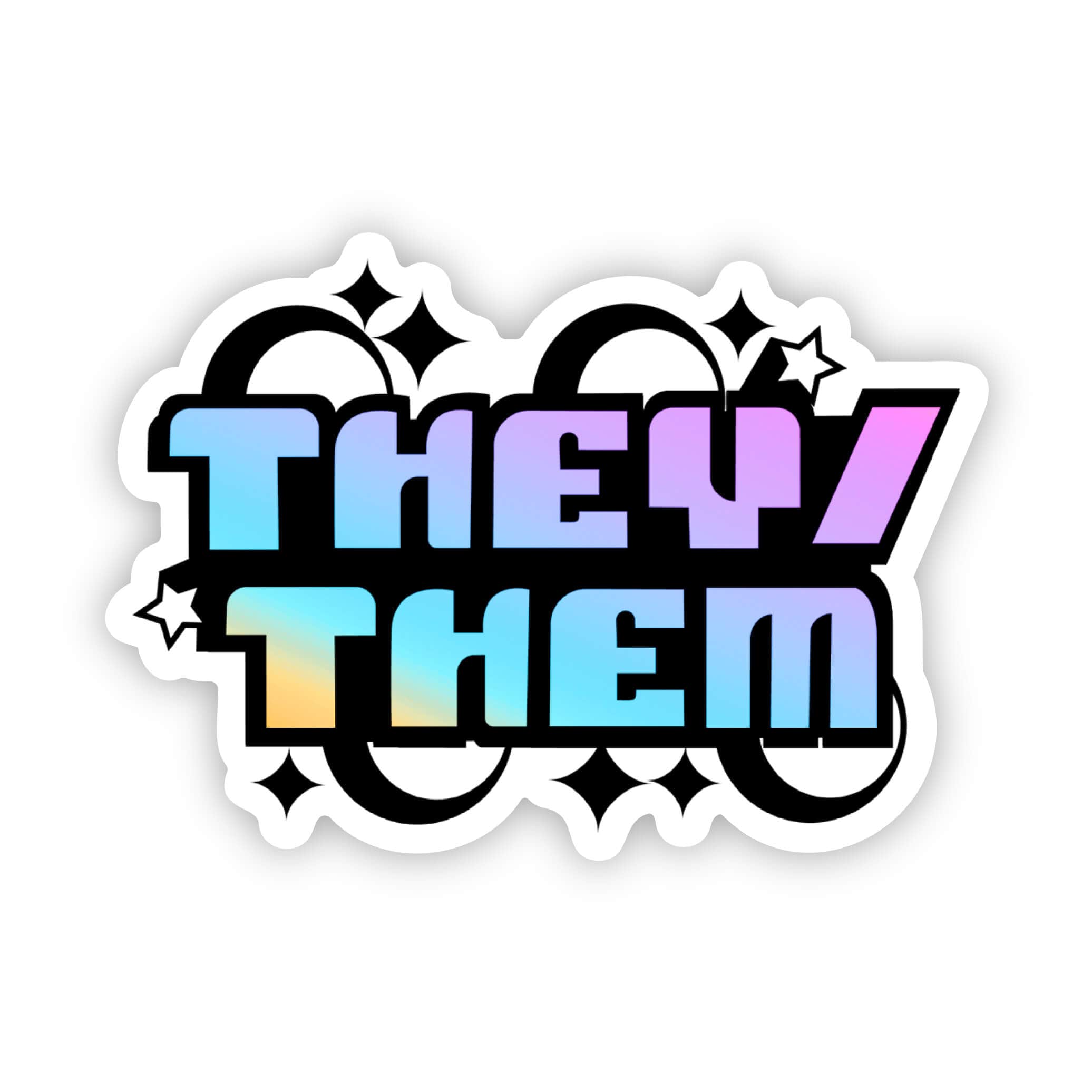  They Them Pronoun Colorful Y2K LGBTQ Pride Sticker、mySite、ghnorth