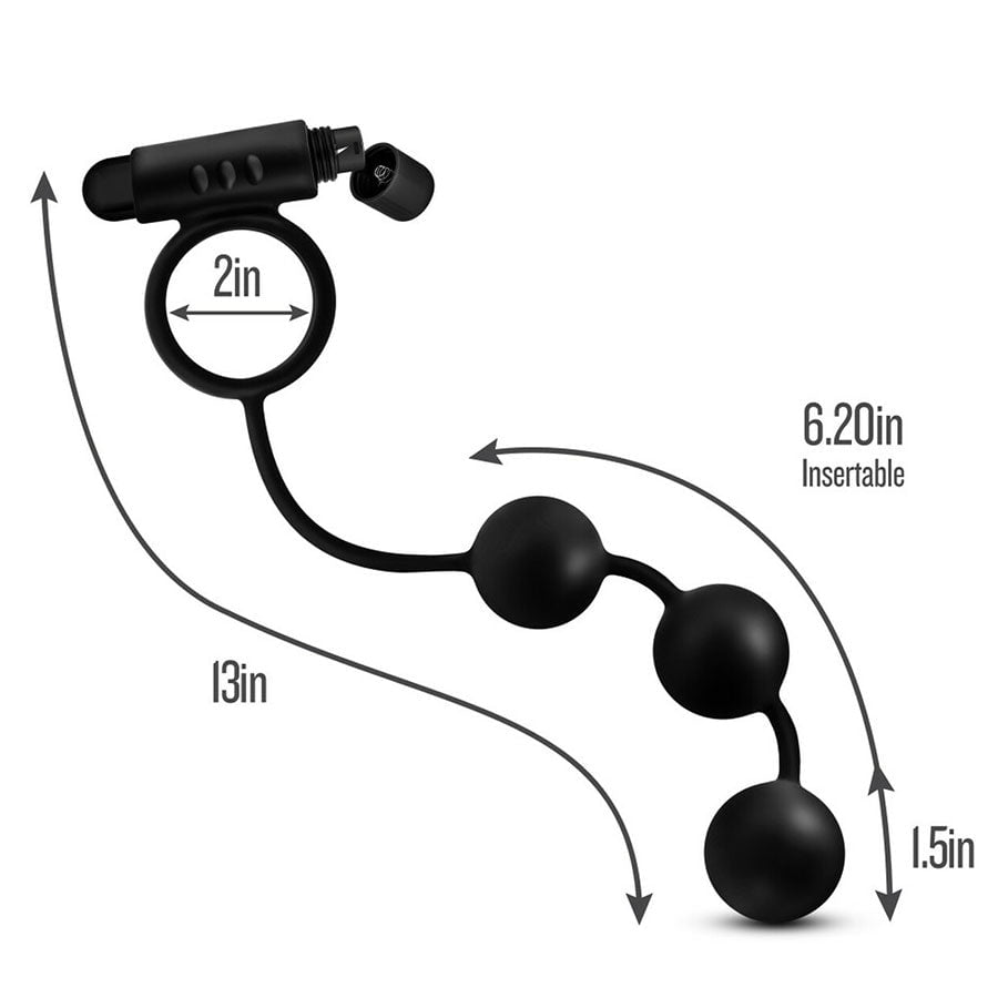 Anal Adventures Platinum Silicone Anal Beads with Vibrating Cock Ring by Blush Novelties、mySite、bottomscart