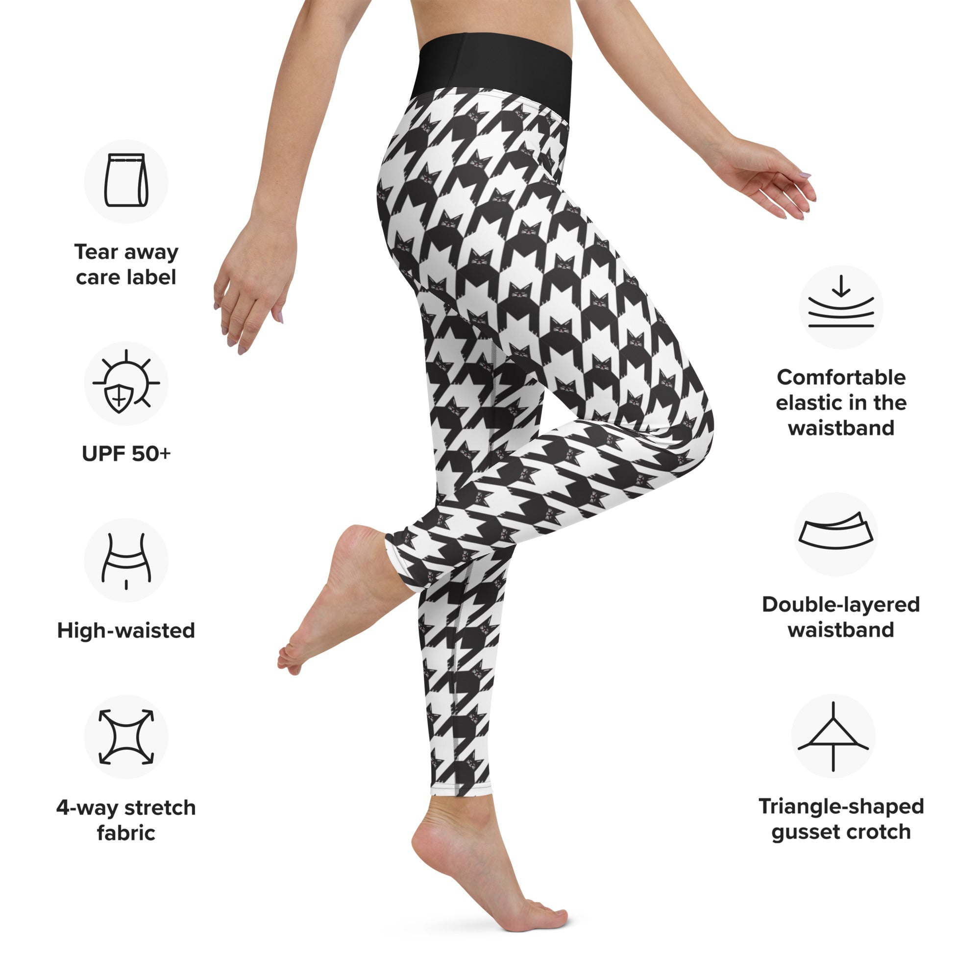 Black Cat Houndstooth Leggings、mySite、camillekostekn