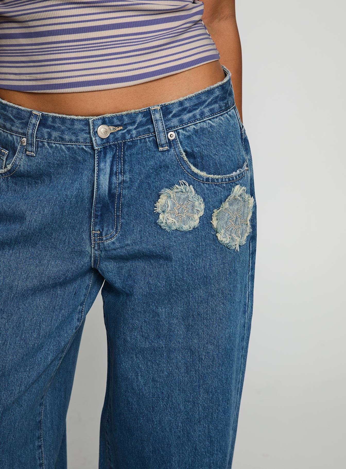 A Keeper Flower Patch Jeans Mid Blue、mySite、solidvoid