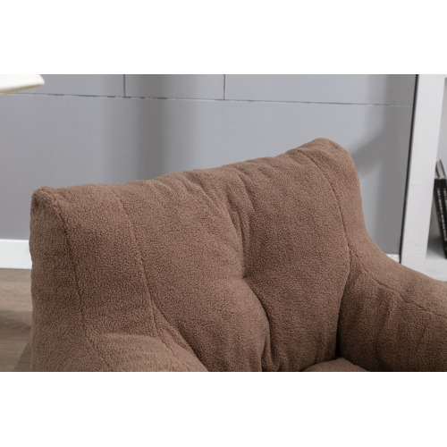 010-Soft Teddy Fabric Tufted Foam Bean Bag Chair With Teddy Fabric Dark Gray、、casual
