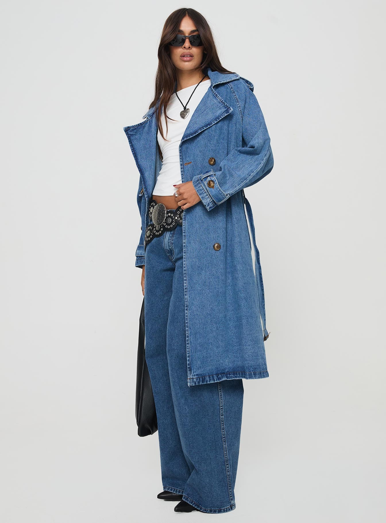 Honeyed Denim Trench Coat Mid Wash、mySite、solidvoid