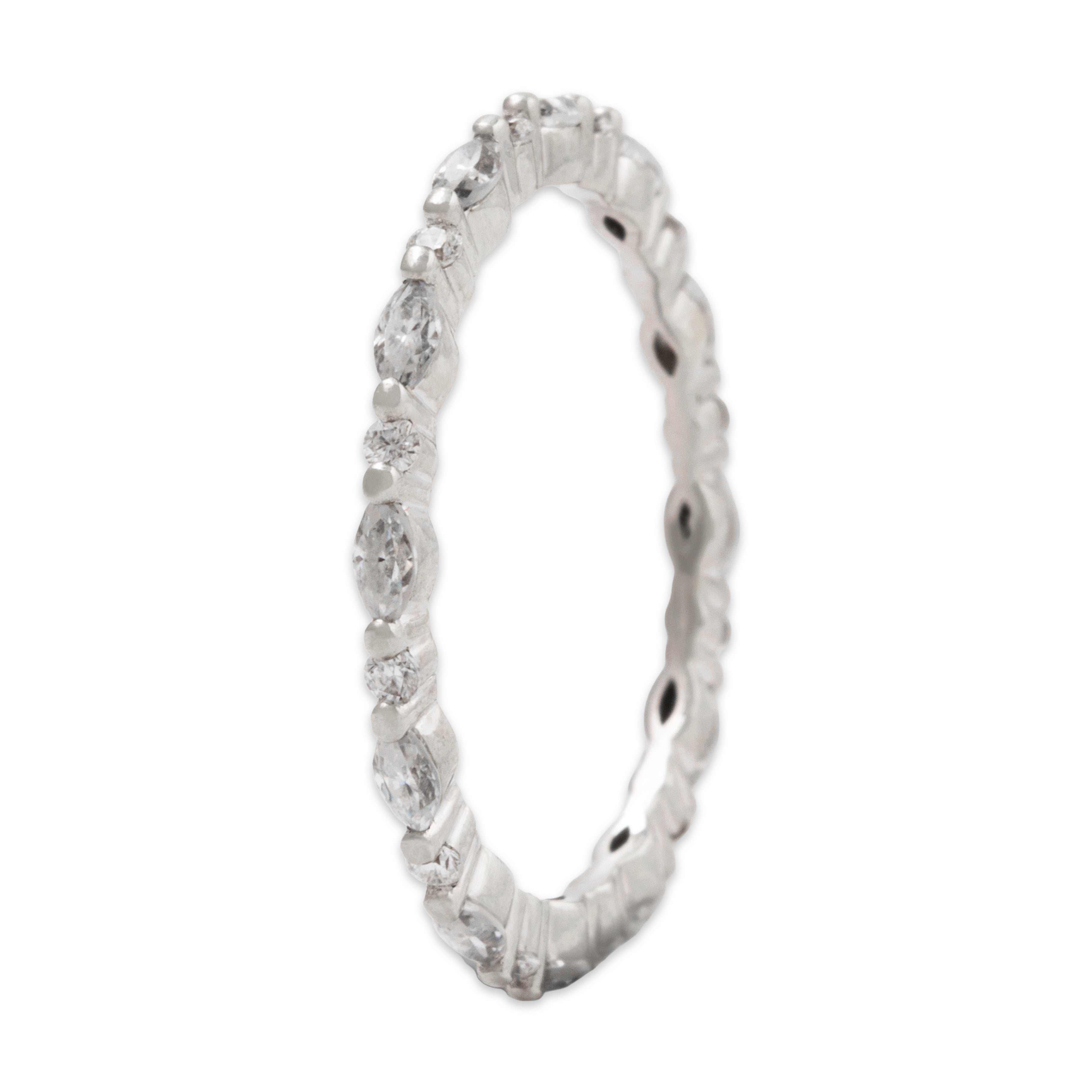 Vintage 14k White Gold .468cttw Diamond Mixed Cut Thin Band Ring 5.50、mySite、hinf8tx79