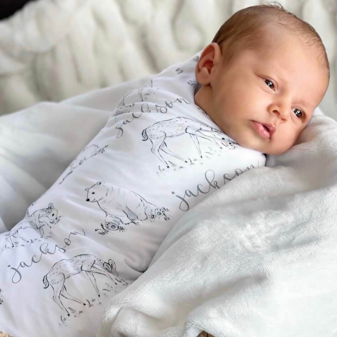  Weston's Woodland Personalized Baby Name Swaddle Blanket、mySite、layawaytickets