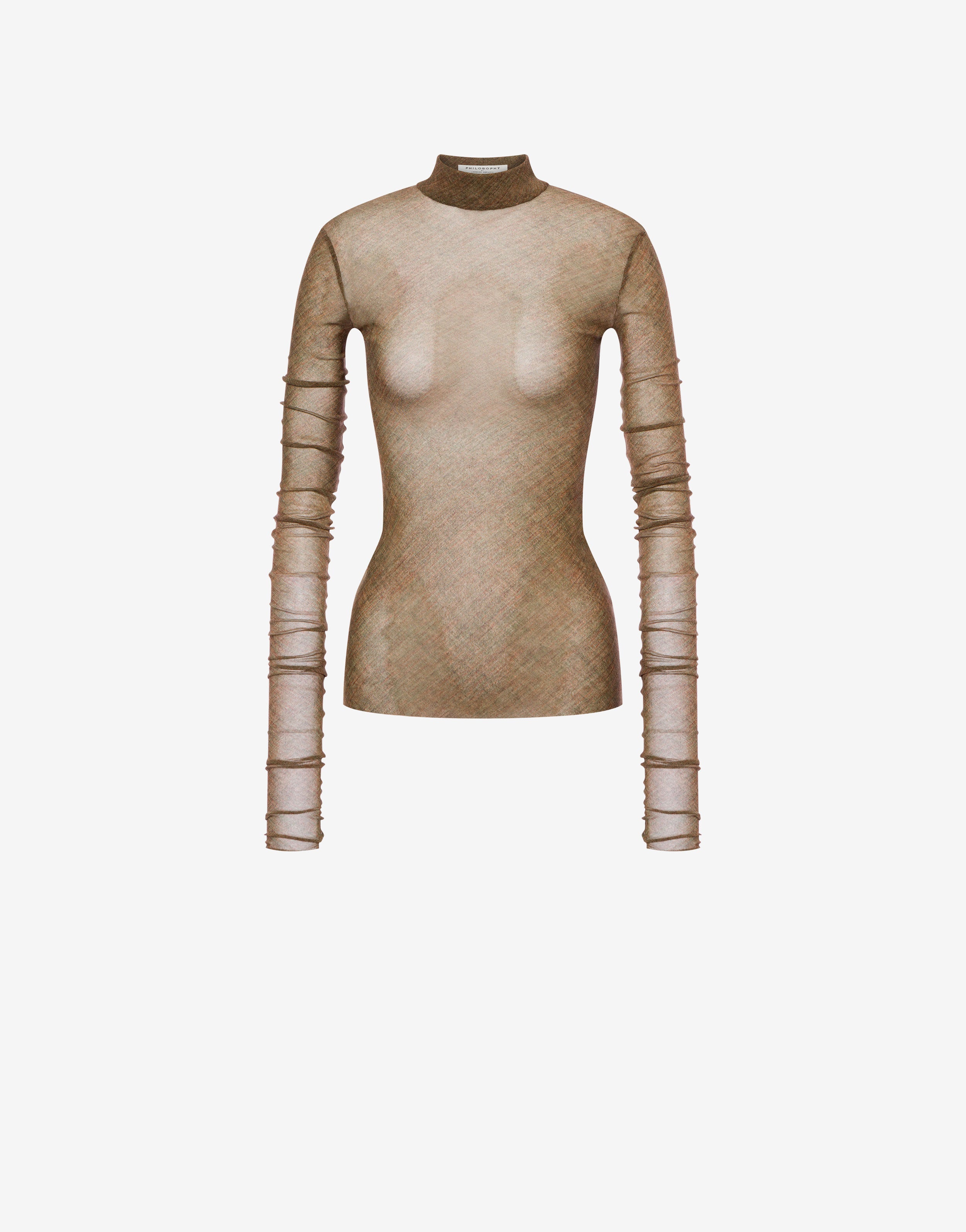 Maglia a collo alto in tulle stretch、mySite、aoinhome