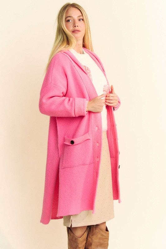 Davi & Dani Side Slit Button Up Hooded Cardigan、mySite、camillekostekn