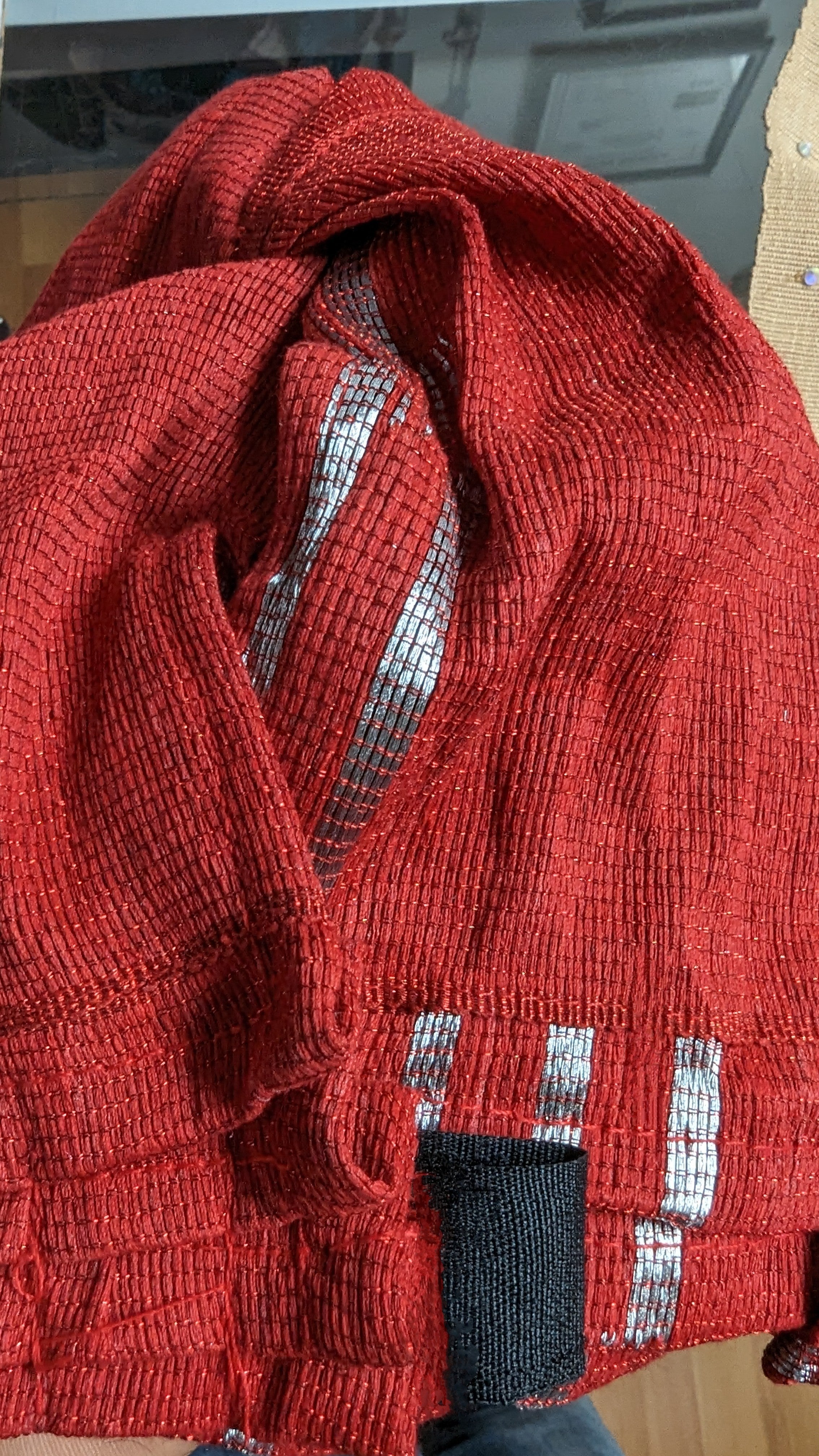 Red and Silver Dahomey African Aso Oke head tie Autogele ready gele pre-tied head wrap-DPARSBL30、mySite、solidvoid