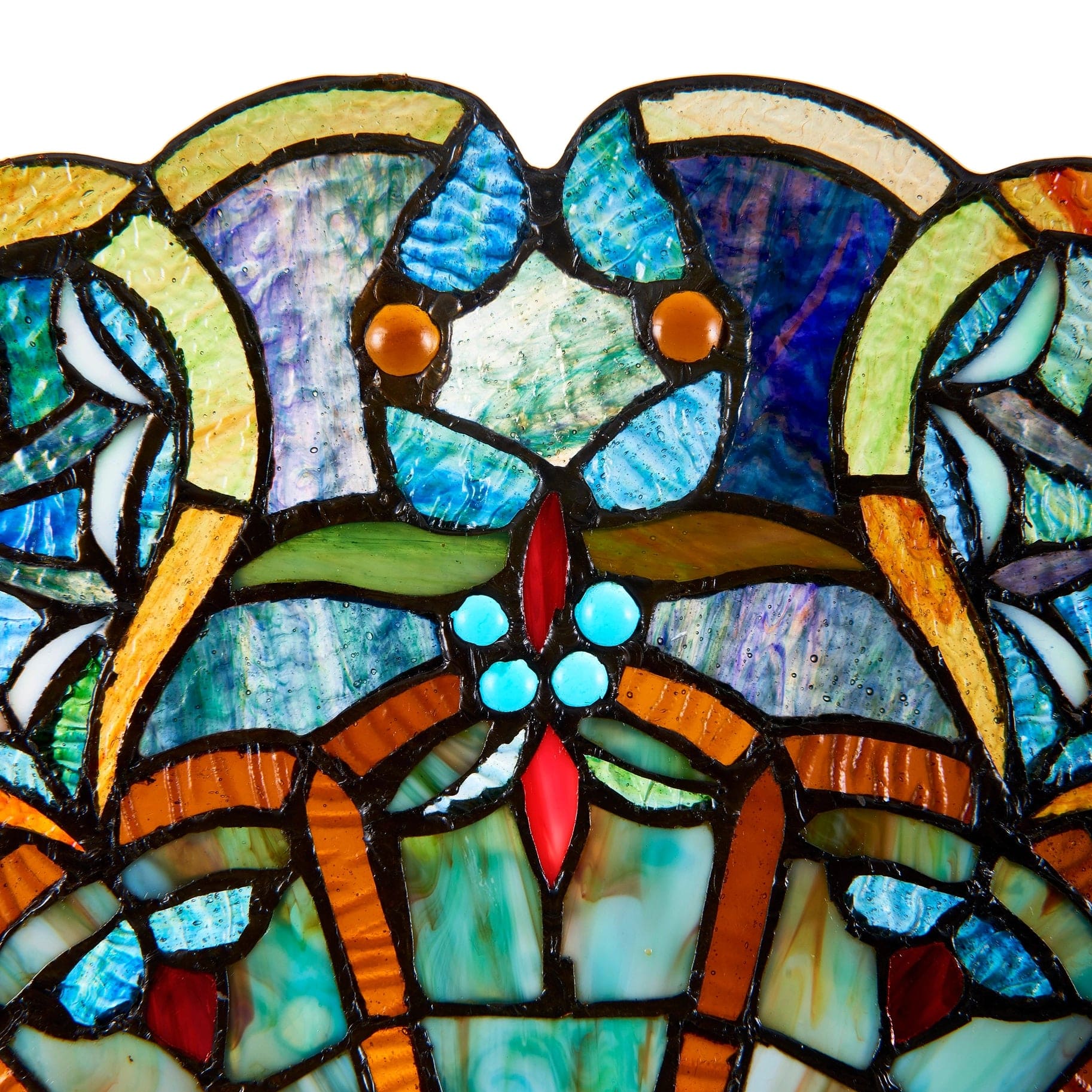 Adeline Blue Webbed Heart Stained Glass Window Panel 22H、mySite、g9winljtr