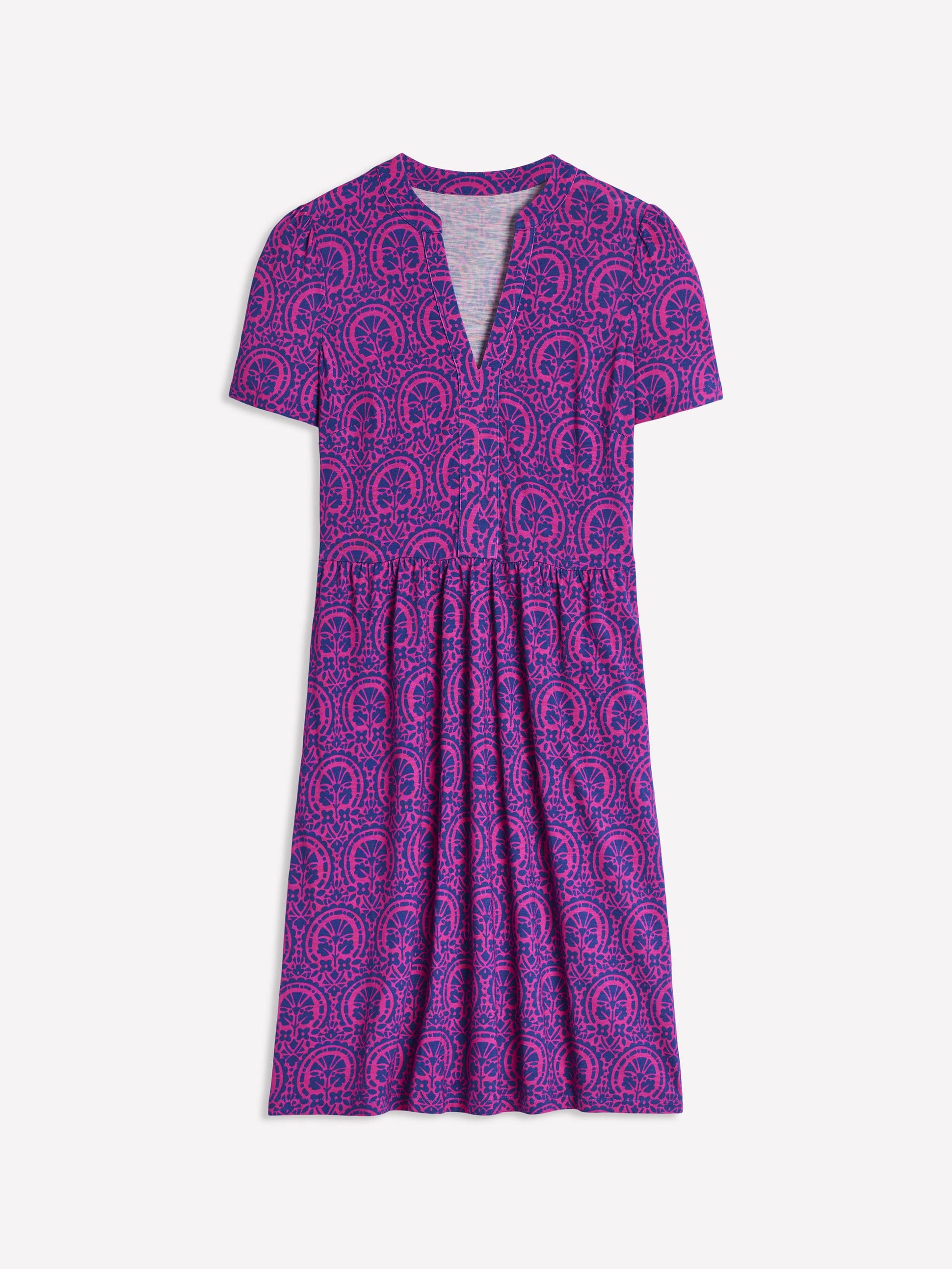  Naomi Short Sleeve Dress-Pink Peony Elaborate Stamp、mySite、ashleygrahame