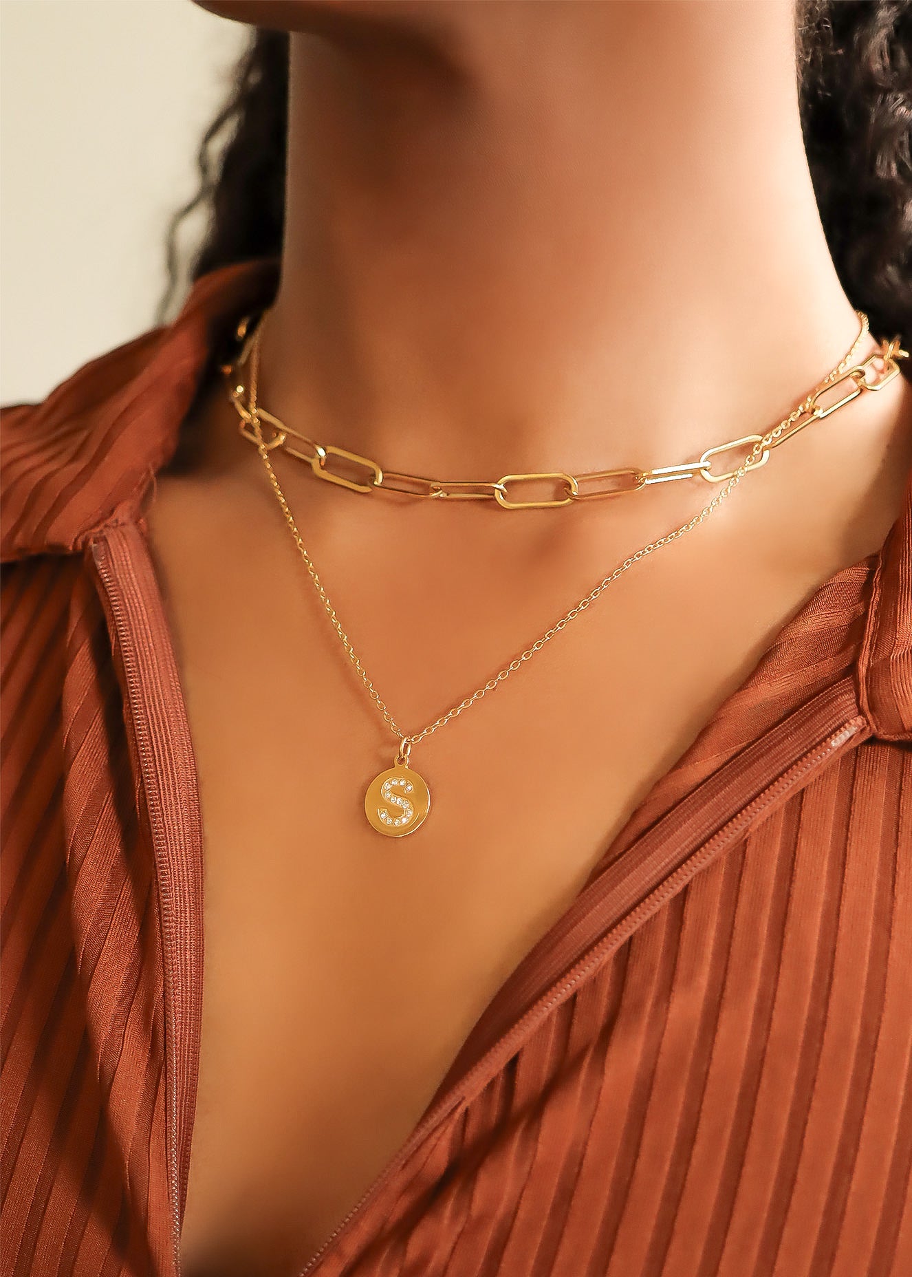 18K Gold PVD Stainless Steel Initial Pendant Necklace / SBB0283、mySite、dreamappss