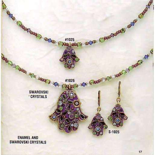 Michal Golan Purple Enamel and Swarovski Crystal Hamsa Necklace、mySite、topwebapps