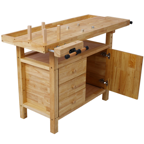 55-Inch Wood Workbench - Wooden Workbench for Garage Workshop and Home、、eastwooduniform
