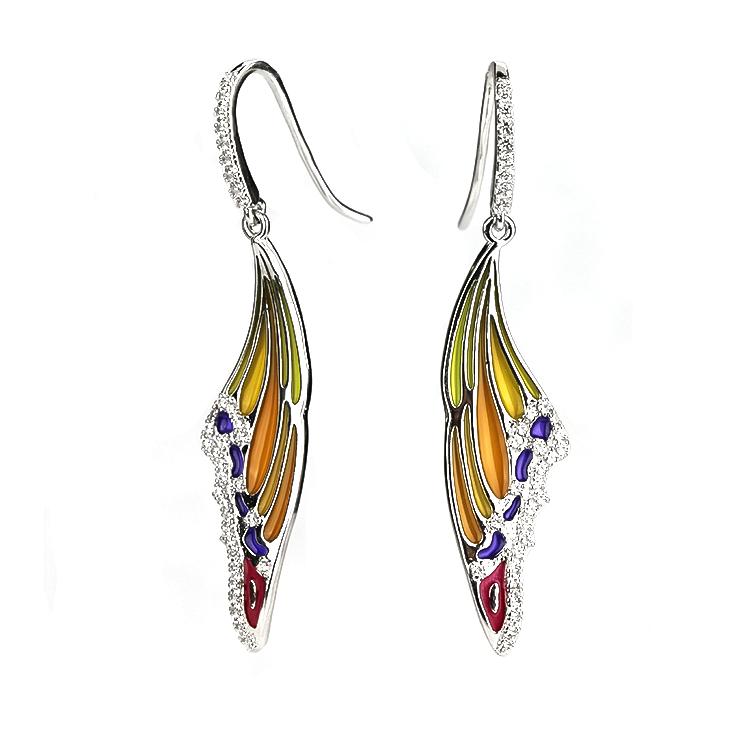 Sterling Silver Enamel Butterfly Necklace with Swarovski Crystal Top of the Line!、mySite、g9winljtr