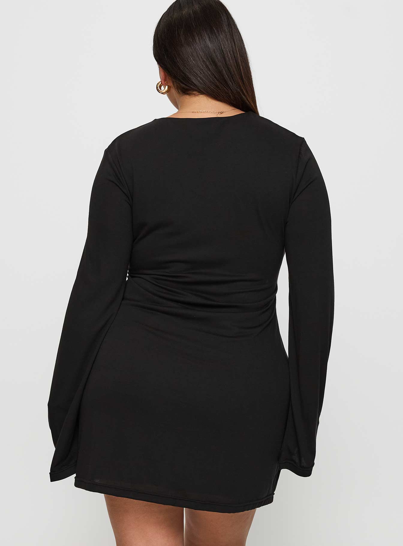 Dafnie Long Sleeve Mini Dress Black Curve、mySite、solidvoid