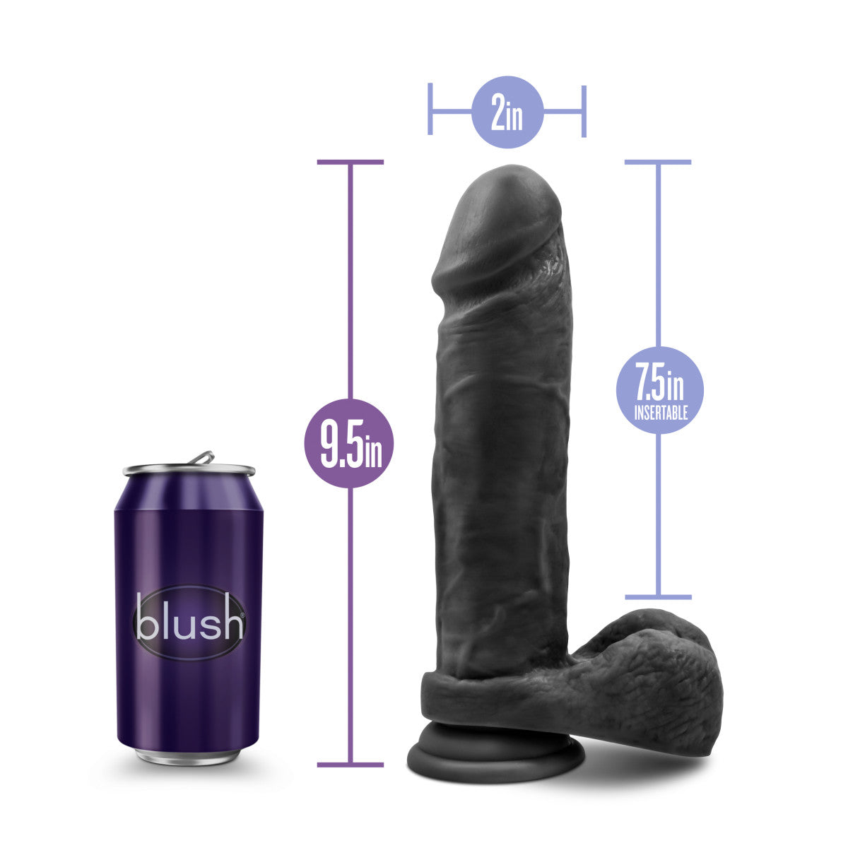 Au Naturel Bold By Blush® | Massive Realistic Black 9-Inch Long Dildo With Balls & Suction Cup Base、mySite、bottomscart