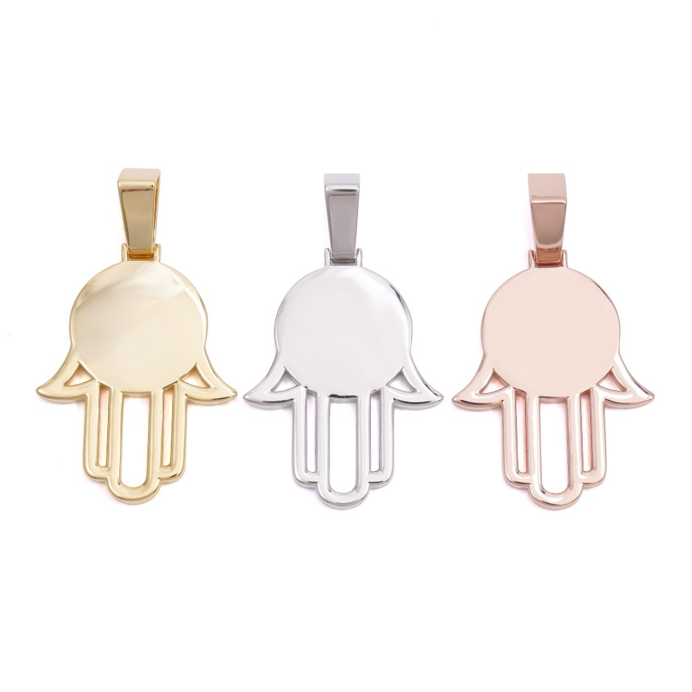 Moissanite Hamsa Hand Photo Pendant 14K Gold、mySite、hinf8tx79