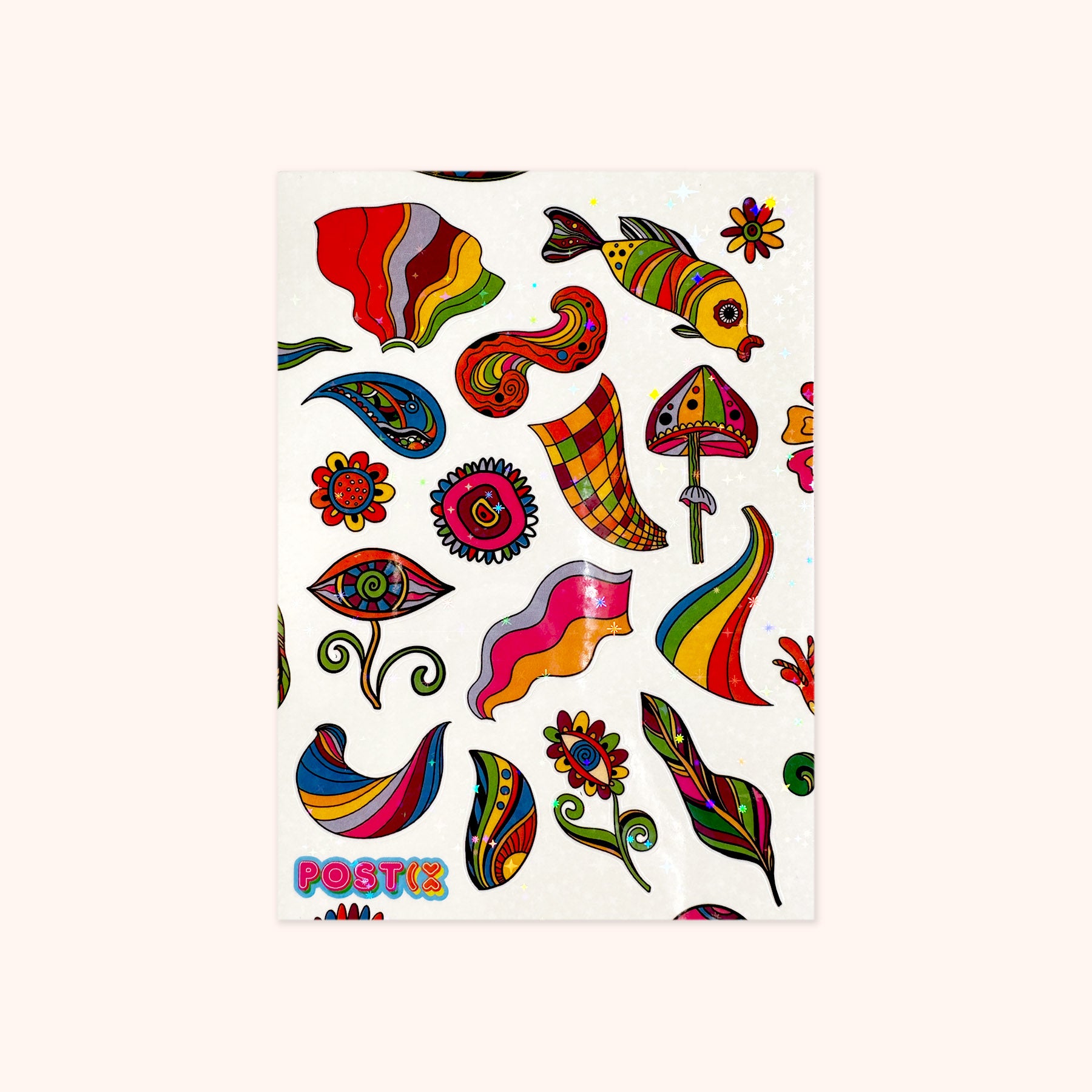  Kaleidoscope Psychedelic Shapes Hologram Sticker Sheet、mySite、ghnorth