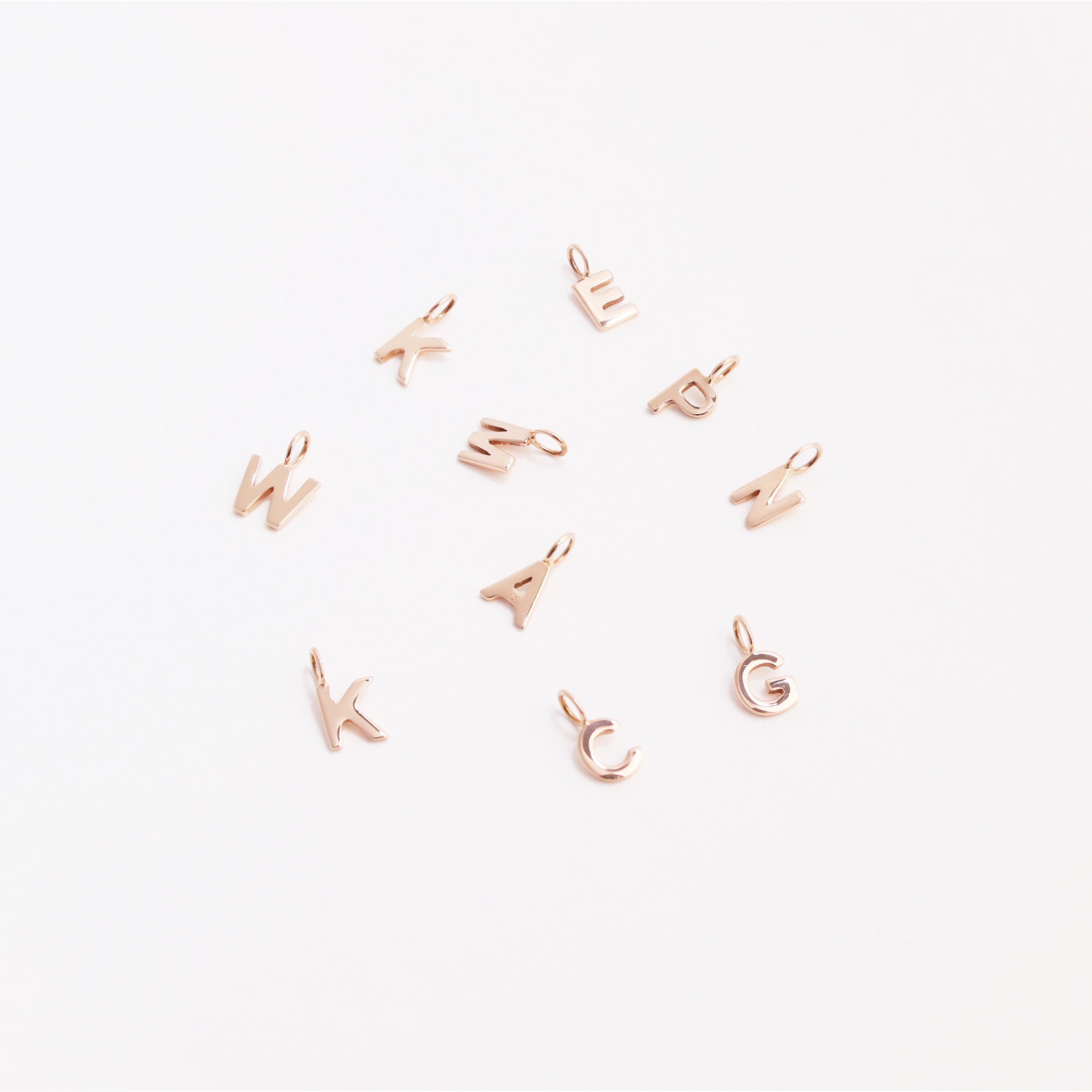 Permanent Jewelry 14K Solid Rose Gold Initial Charms / PMJ2003、mySite、dreamappss