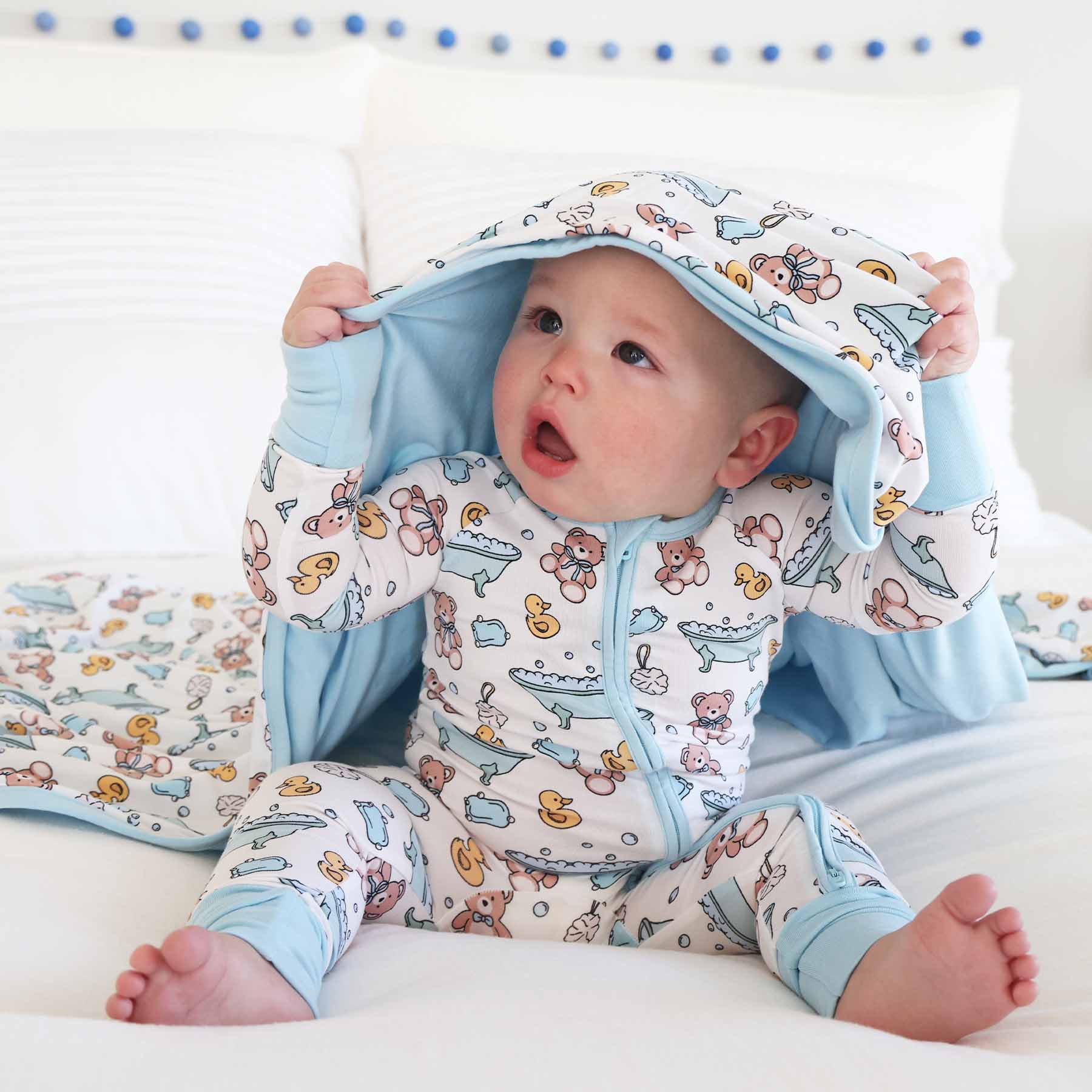  Bathtime Besties Double Sided Bamboo Blanket | Blue、mySite、layawaytickets