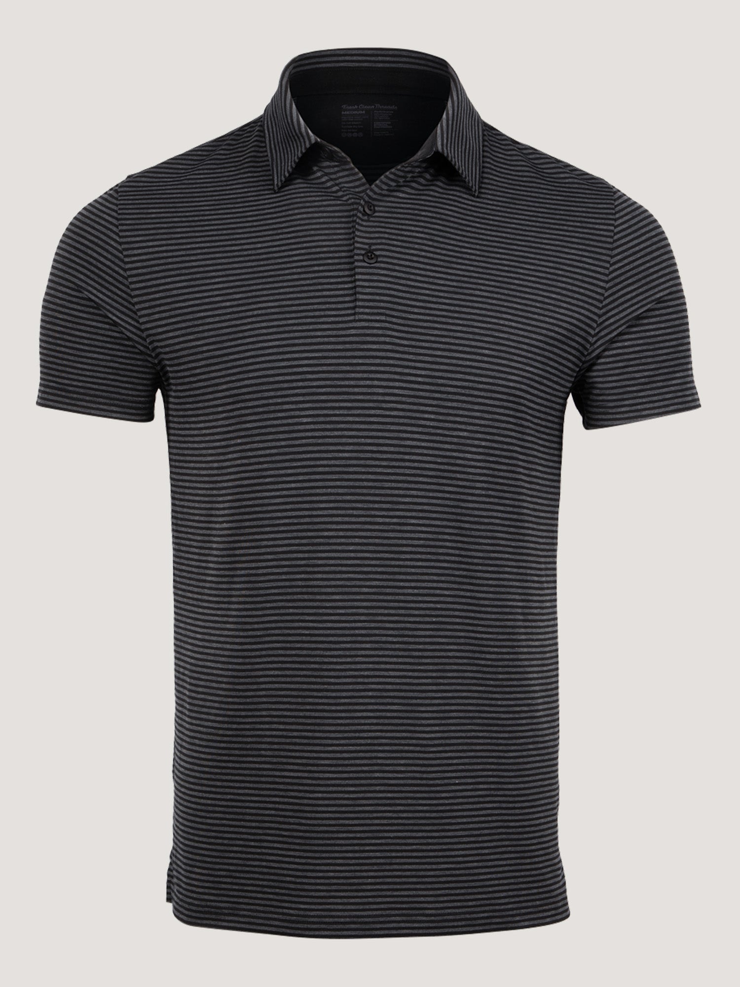  Black + Charcoal Striped Performance Polo、mySite、ghnorth