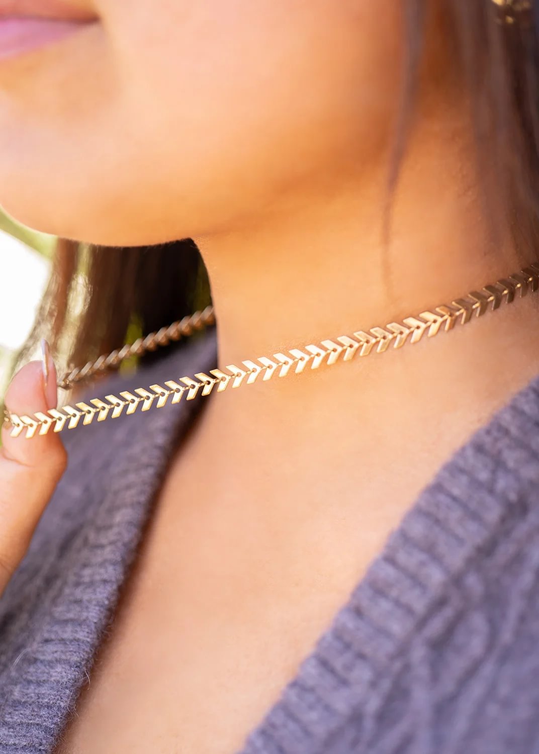 18K Gold PVD Stainless Steel Chevron Chain Necklace / CHN9955、mySite、dreamappss