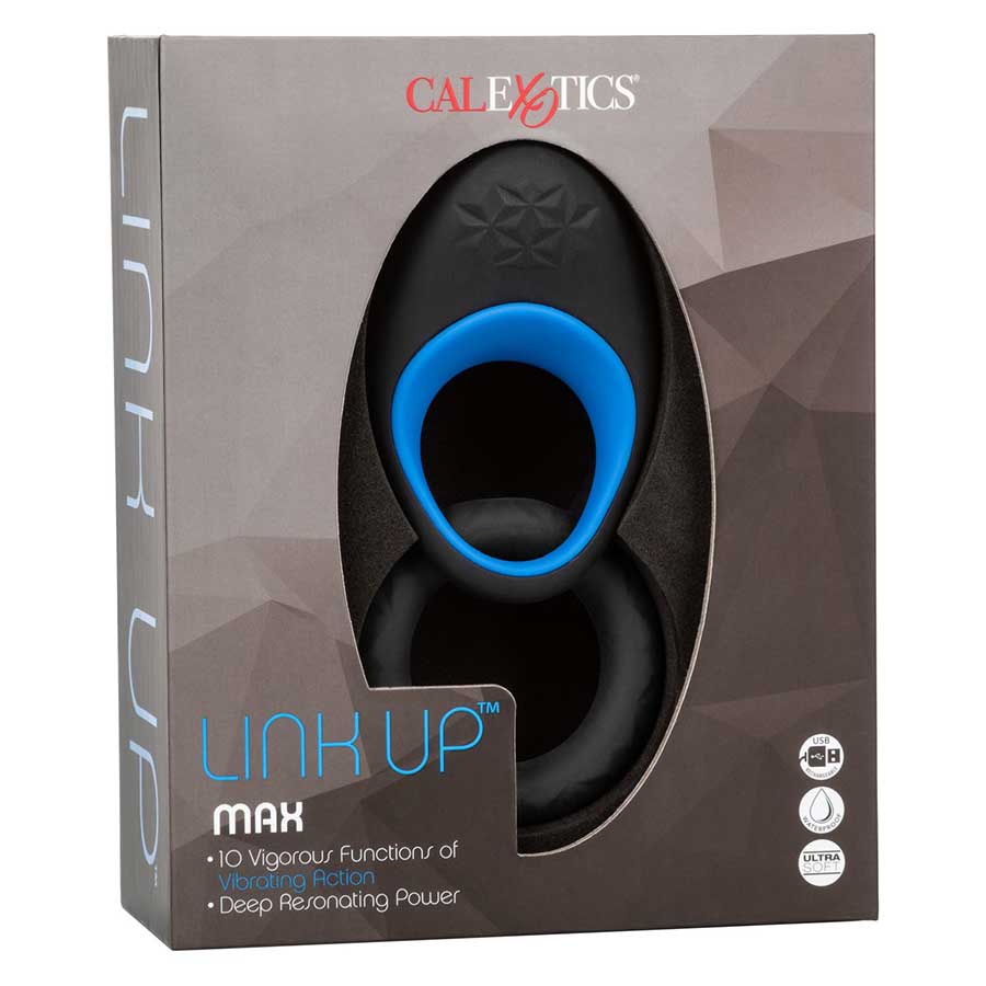 Link Up Max Vibrating Silicone Cock Ring by Cal Exotics Black/Blue、mySite、bottomscart