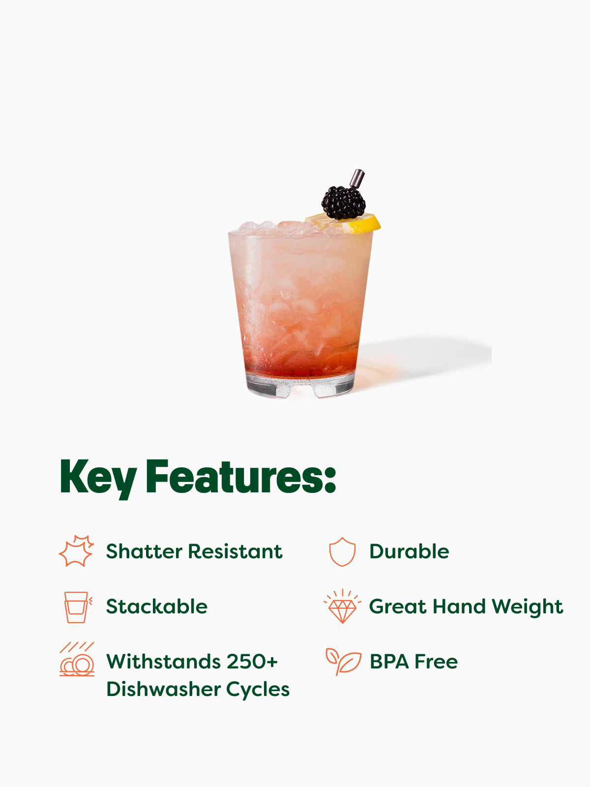 RESERVE 10oz Stackable Old Fashioned MS Copolyester Glass - Bulk、mySite、camillekostekn