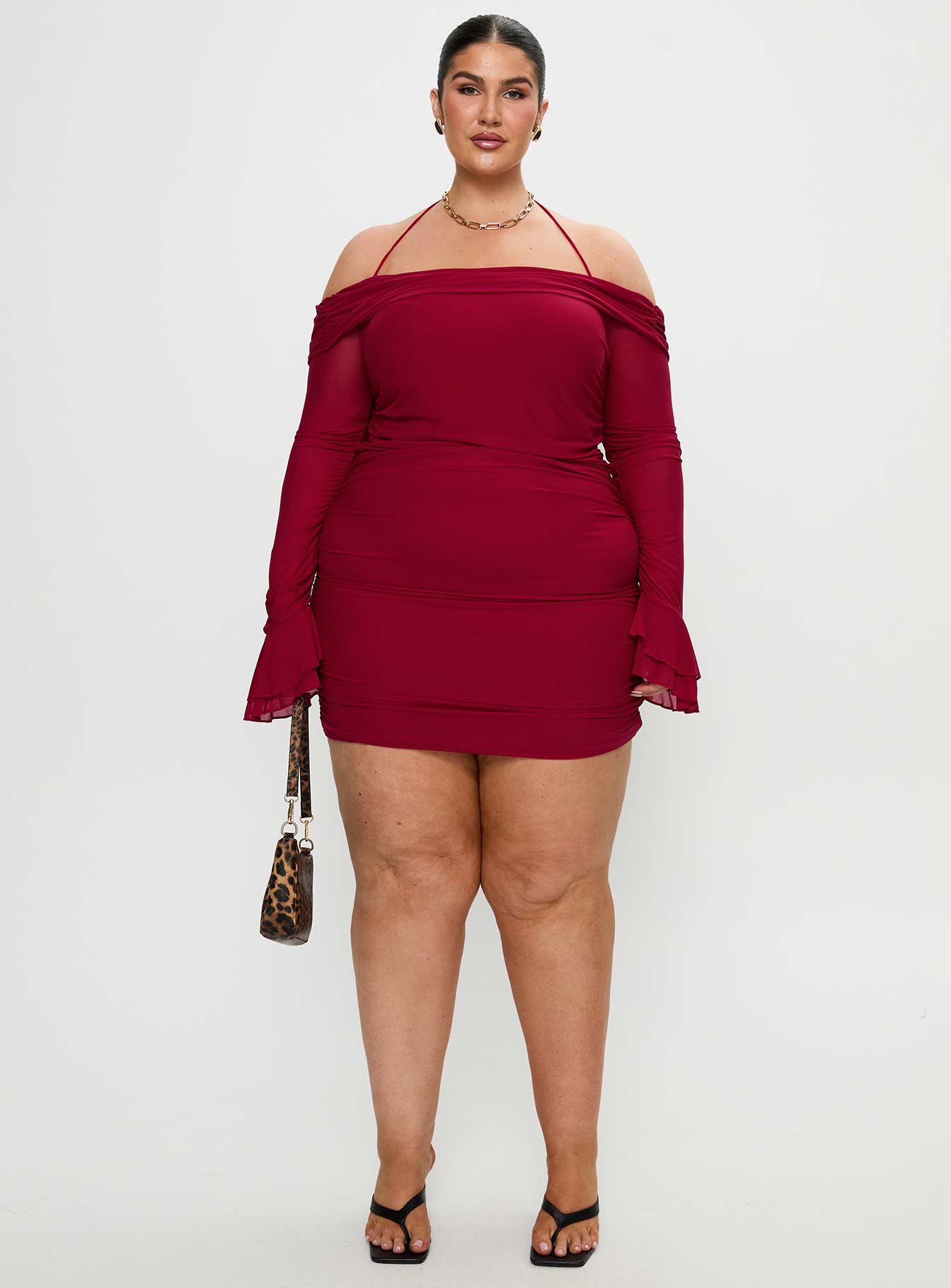 Taylon Off The Shoulder Mini Dress Red Curve、mySite、solidvoid