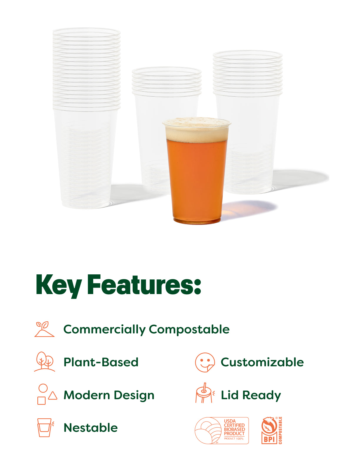 NATURAL 20oz Arena Compostable Cup - Bulk、mySite、camillekostekn